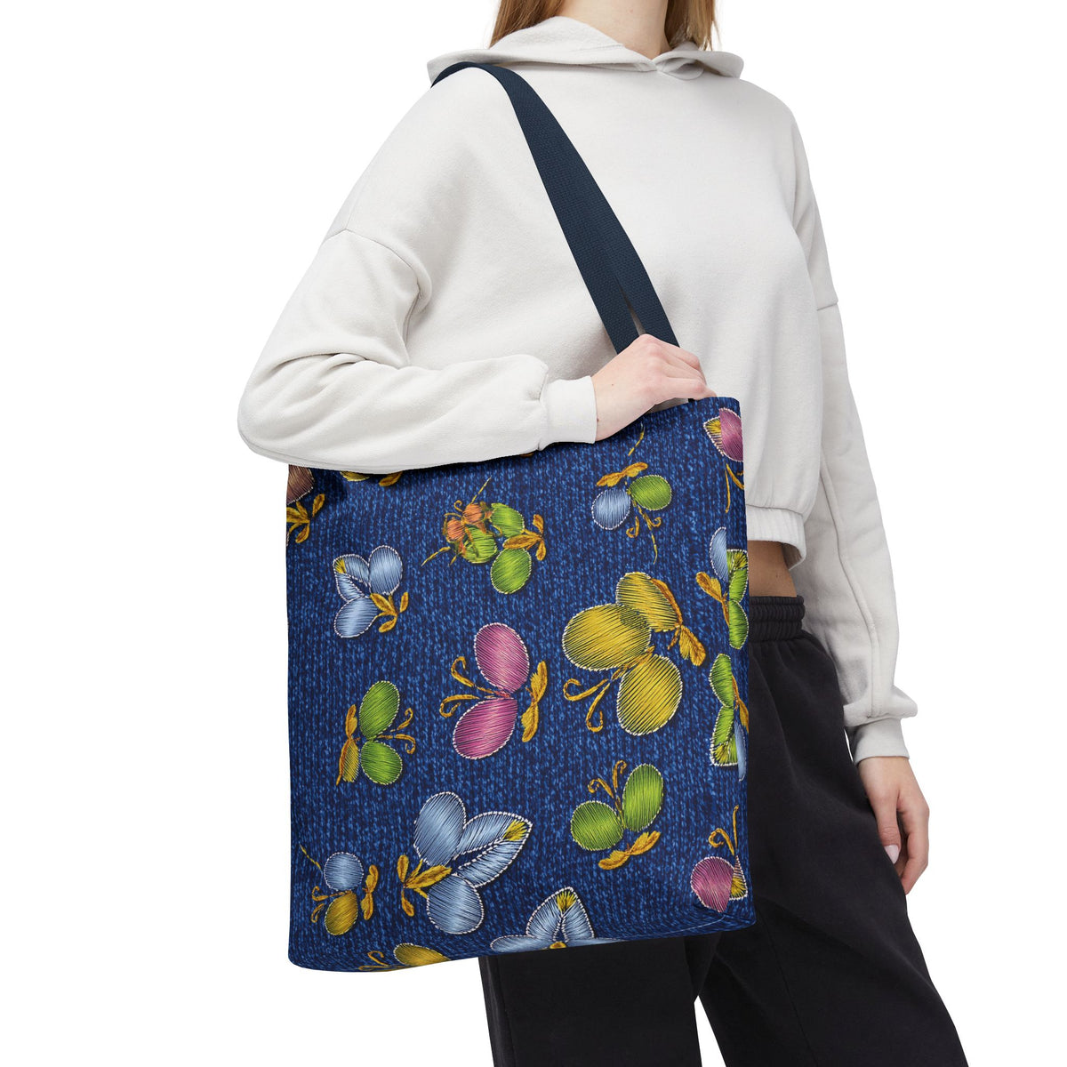 Denim Fabric Imitation Print Unisex Canvas Bag Poly Spun 3 Sizes Tote Bag 176