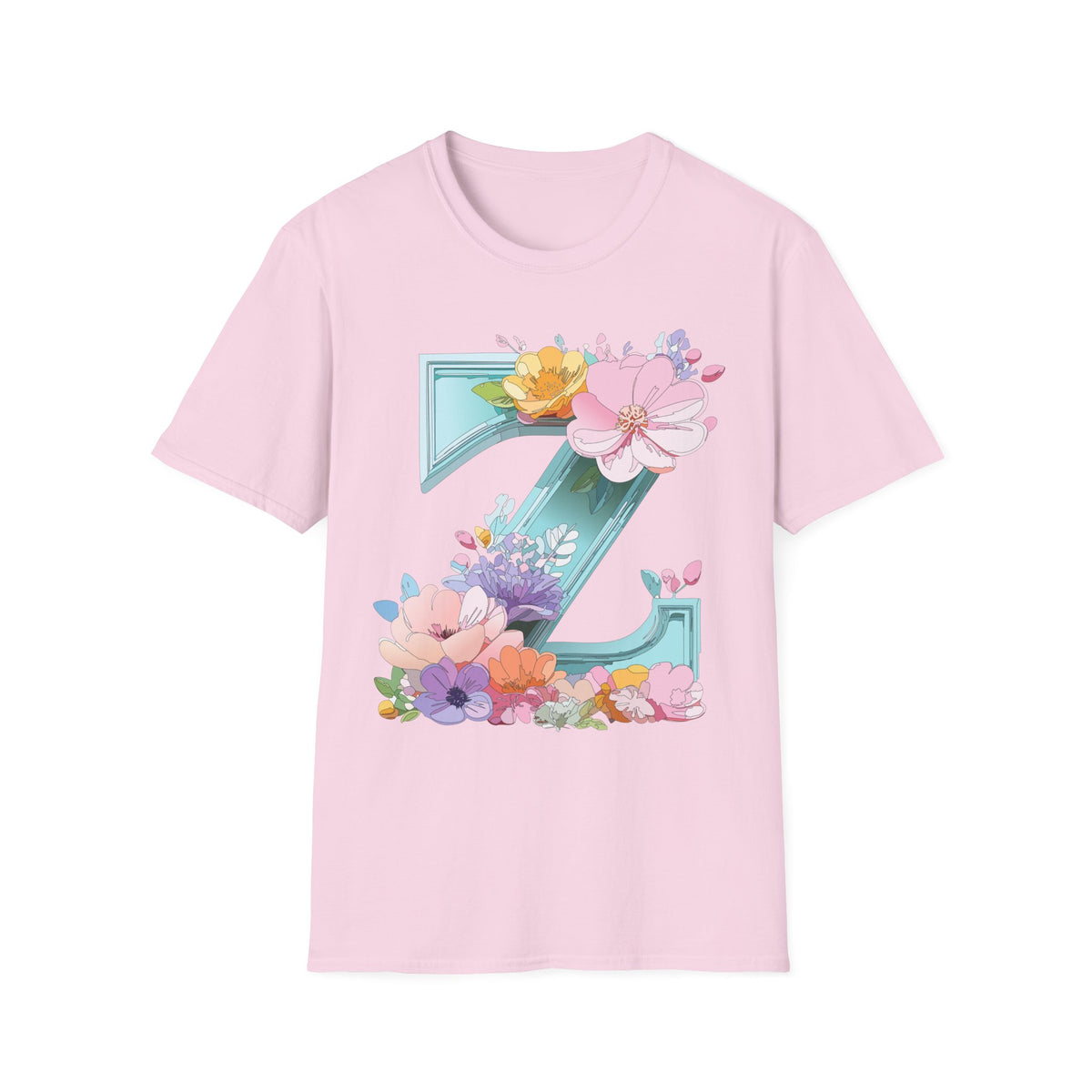 Floral Letter Z T-Shirt | Floral Initial Tee, Monogram Z Shirt
