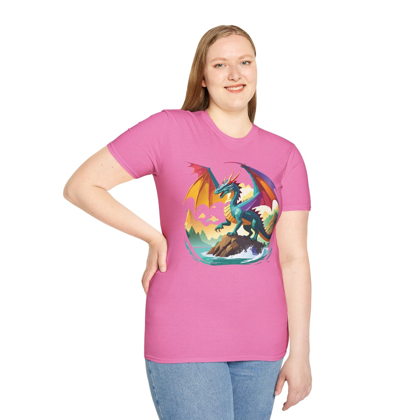 Dragon Graphic Unisex Cotton Softstyle Art Design Tee With Animals 21
