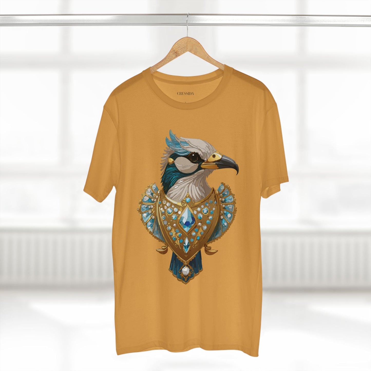 Bird Graphic Unisex 100 Cotton Tee With Unique Animal Golden Medallion Art Design 17