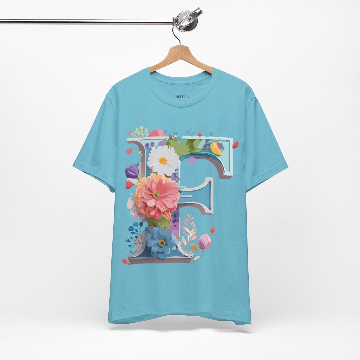 Letter F Shirt Unisex Graphic Tee Vintage Inspired Artwork By Adelpha Short Sleeve