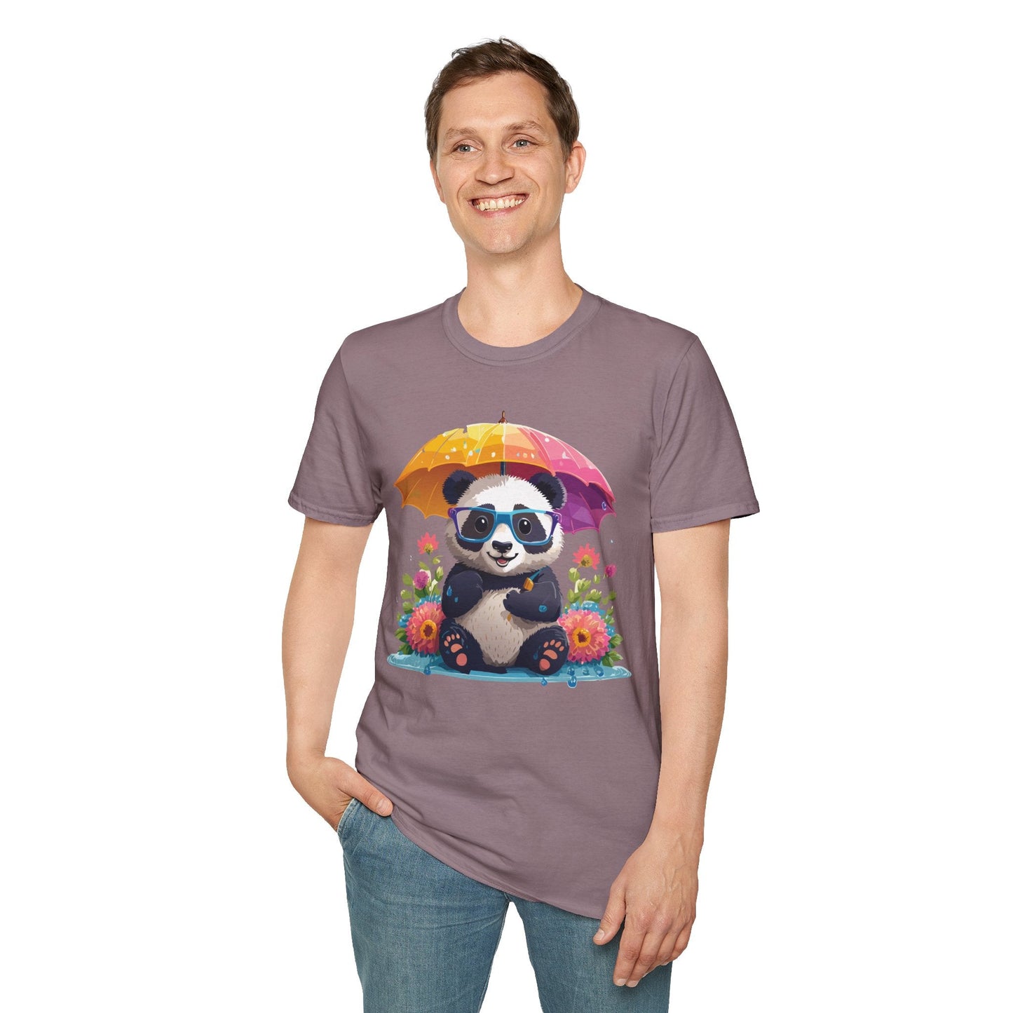 Unisex Panda Shirt Softstyle Tee 100 Percent Ring Spun Cotton Comfortable Animal Tee