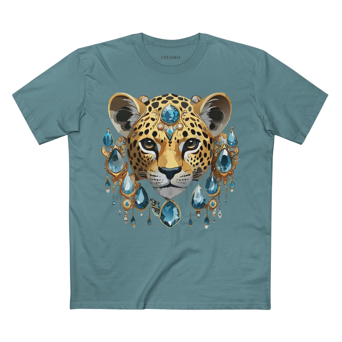 Cheetah Graphic Unisex 100 Cotton Tee With Unique Animal Golden Medallion Art Design 48