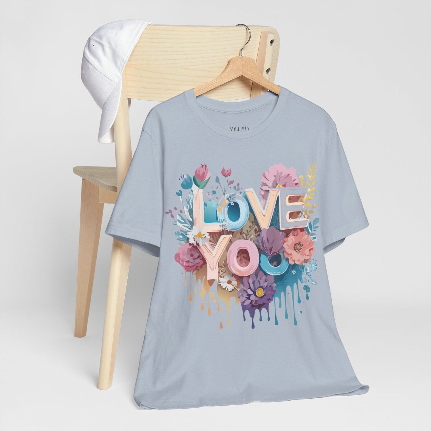 Valentine Day Graphic Unisex 100 Cotton Vintage Artwork with Love and Flower Design Tee 37