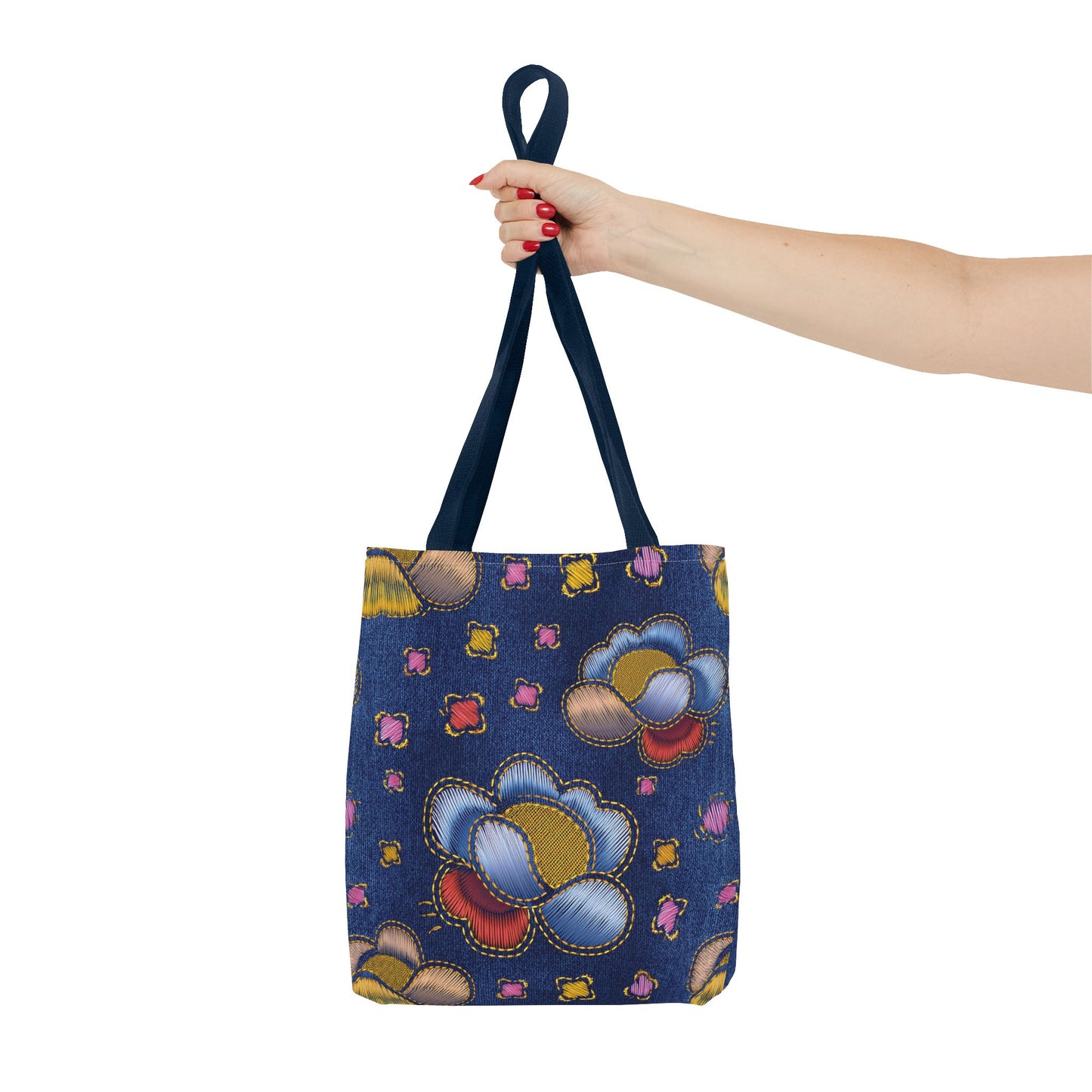 Denim Fabric Imitation Print Unisex Canvas Bag Poly Spun 3 Sizes Tote Bag 164