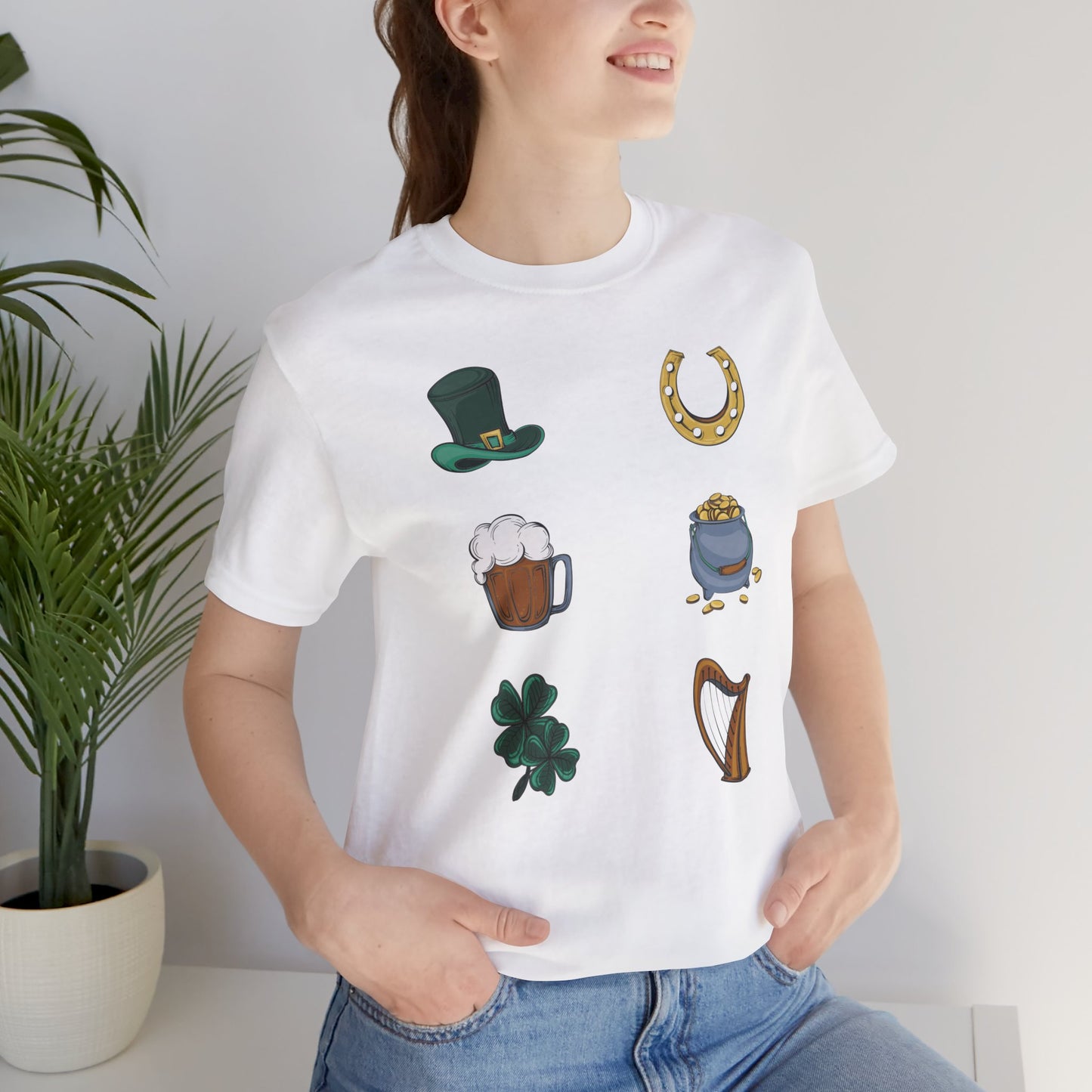 Unisex Cotton Tee Shirt with Lucky Prints