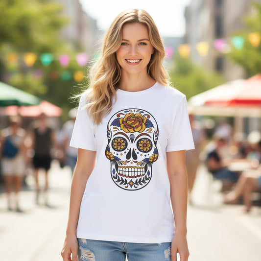Skull Graphic Unisex Cotton Bella+Canvas Tee with Art Design