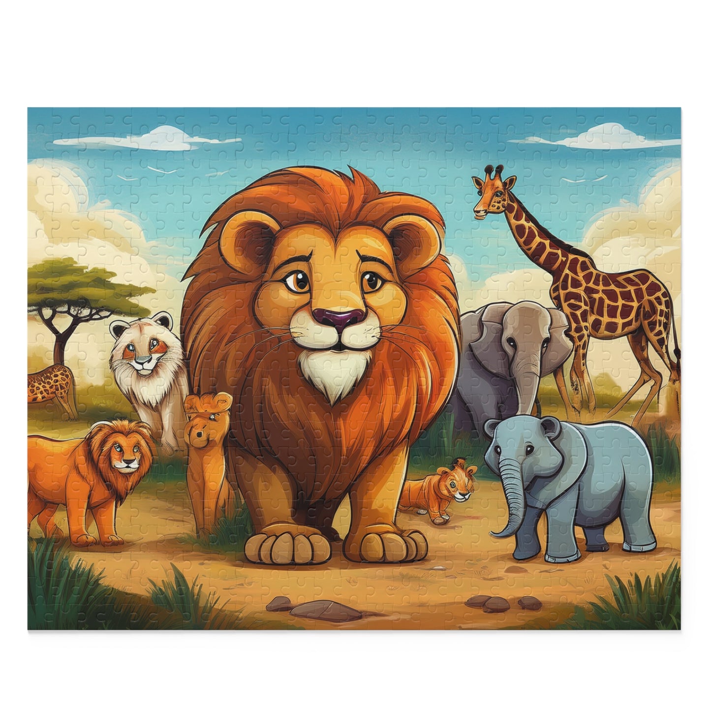 Animals on Safari Puzzle 500-Chipboard Pieces in Box | Kids Puzzles Size: 16" x 20",  Ages 9+ and Family pn44
