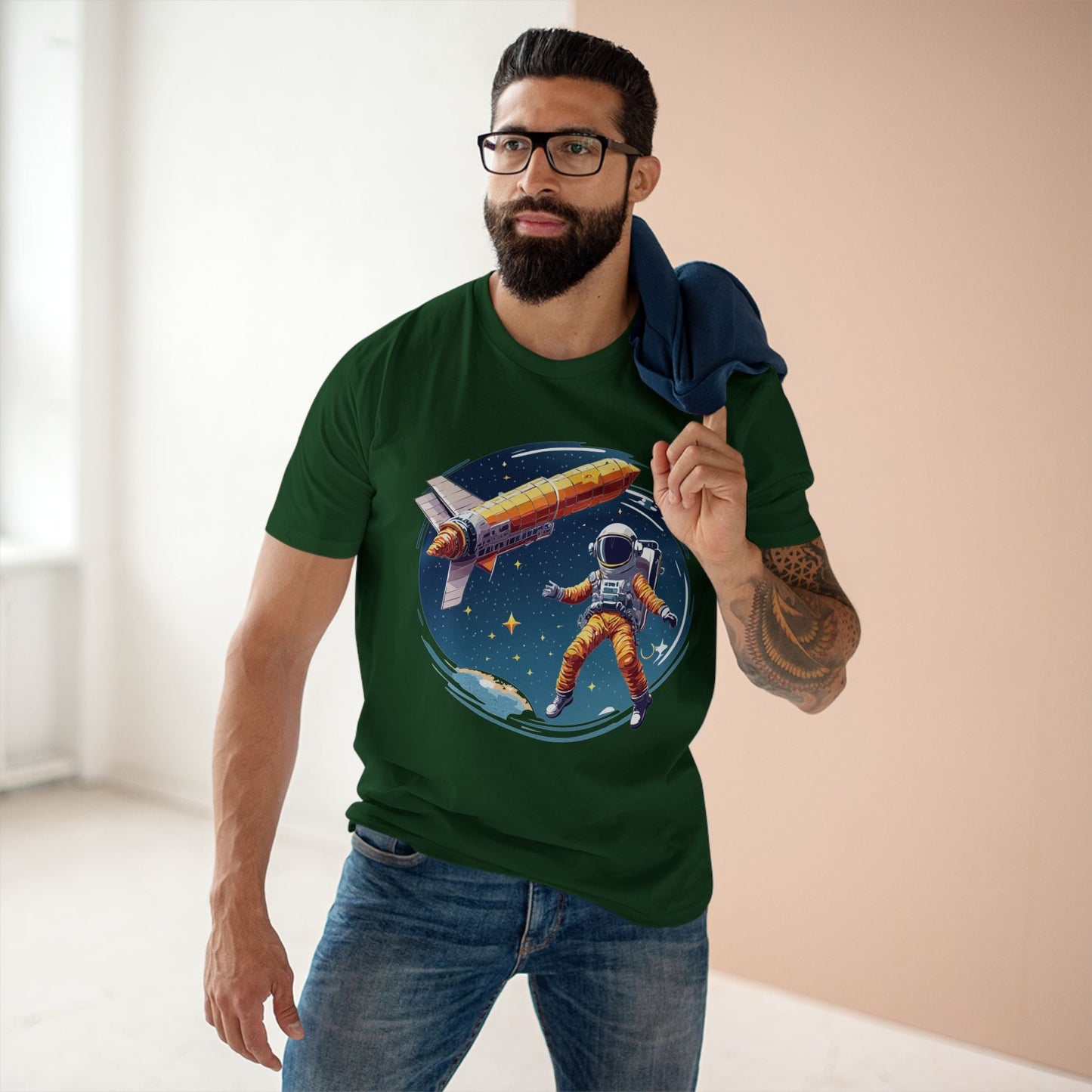 Cosmos Astronaut Shirt Unisex Premium Cotton Tee With Original Art Print By Retro2Nova