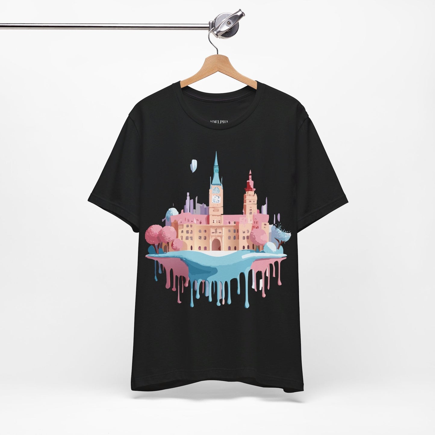 Prague Tourist Shirt Unisex Short Sleeve Graphic Tee Featuring Adelpha Vintage Artwork