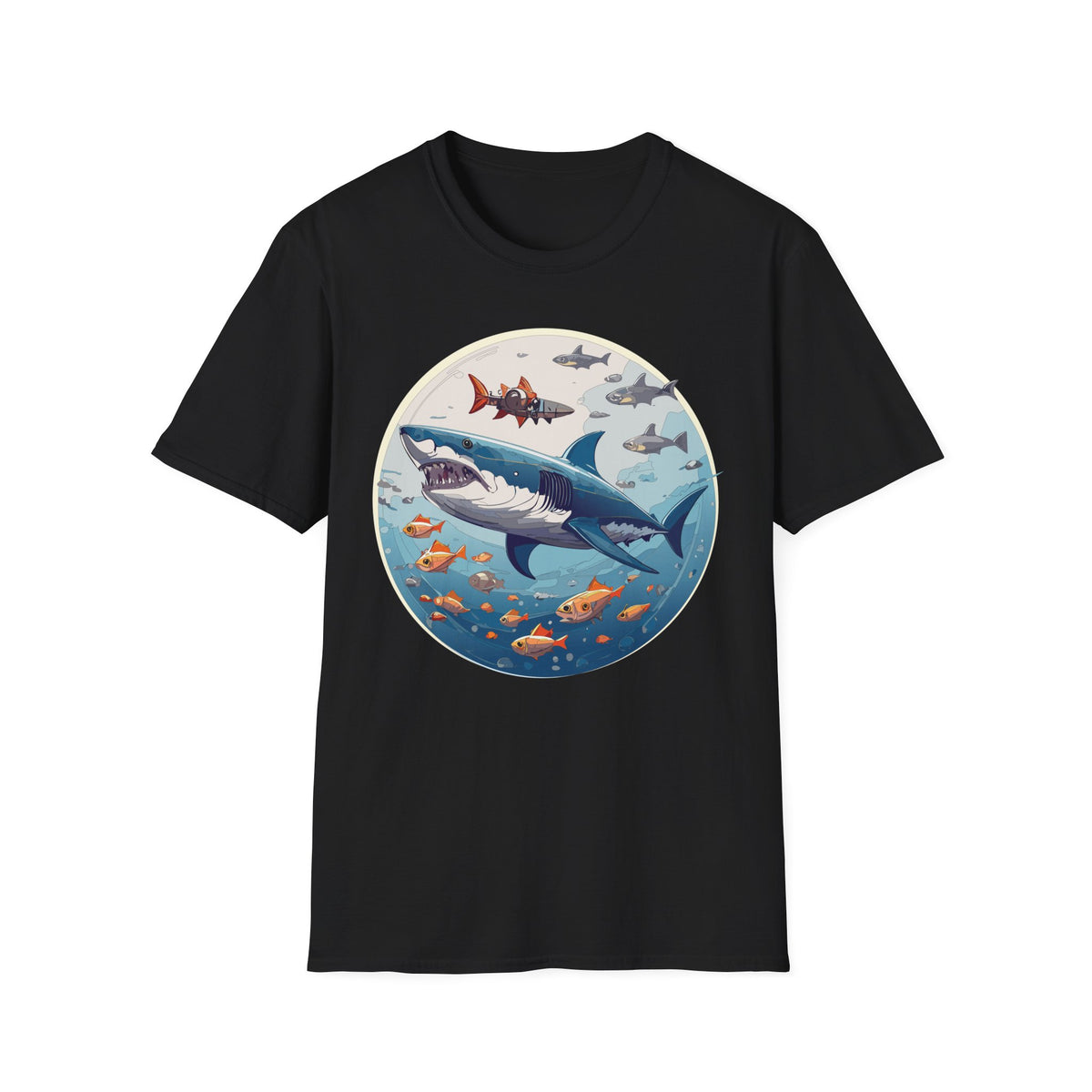 Great White Shark Circle Illustration T-Shirt | Ocean Sealife Sharks