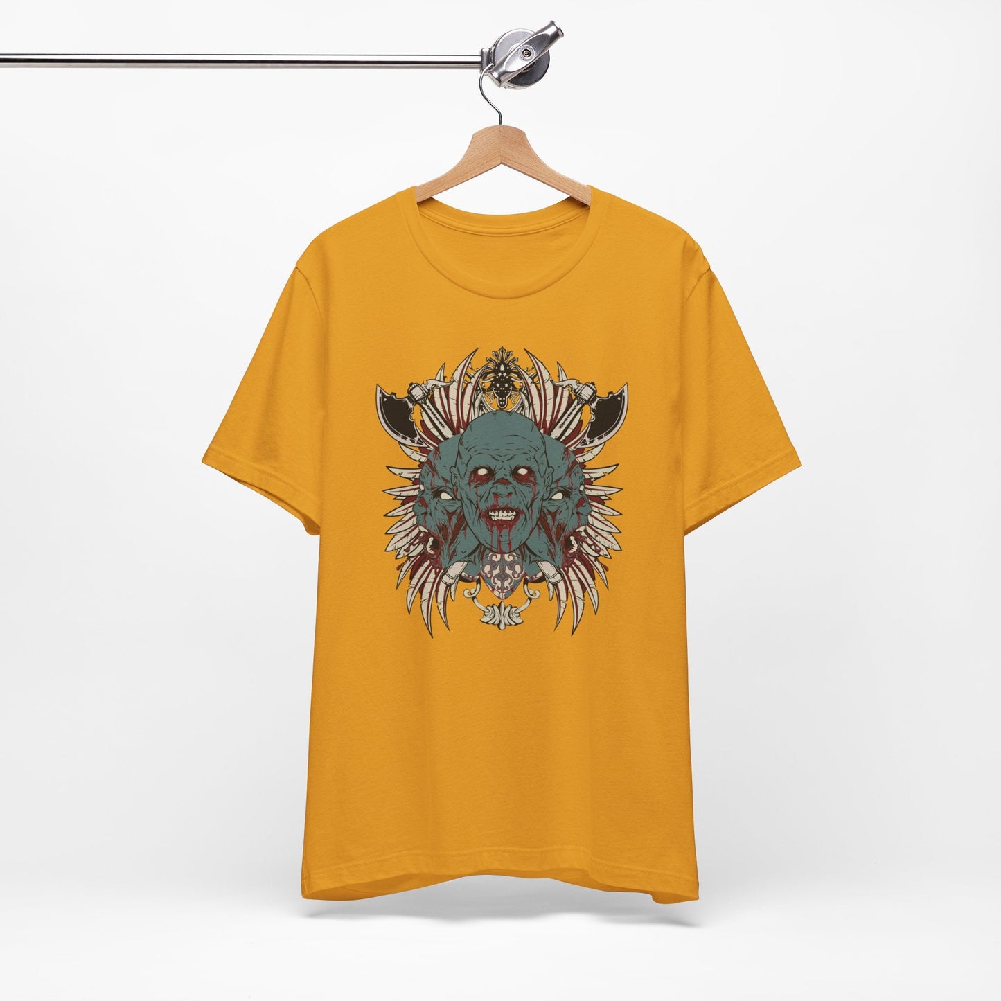 Zombie Skull Mandala T-Shirt Horror Graphic Tee, Gothic Skull Art-54-2