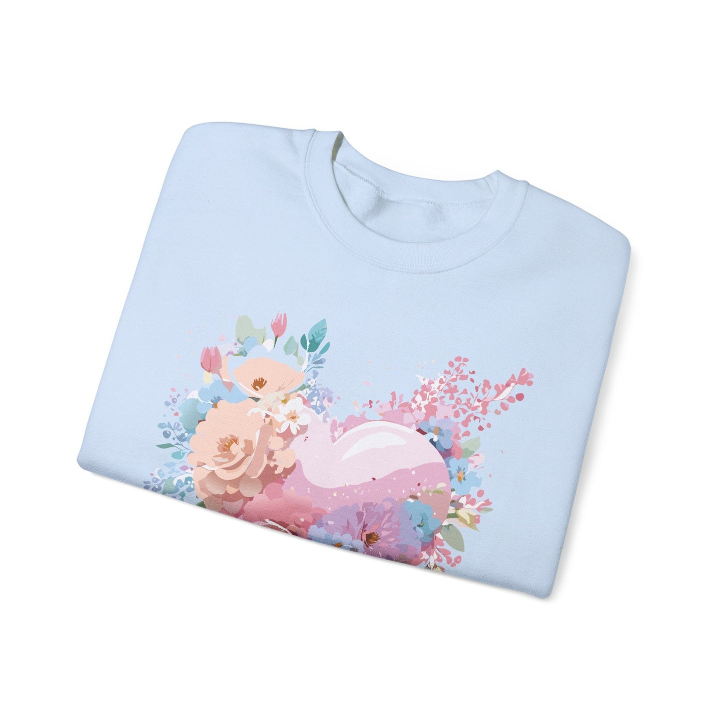 Floral Heart Sweatshirt Unisex Crewneck Valentines Day Floral Love Gildan 18000 Premium
