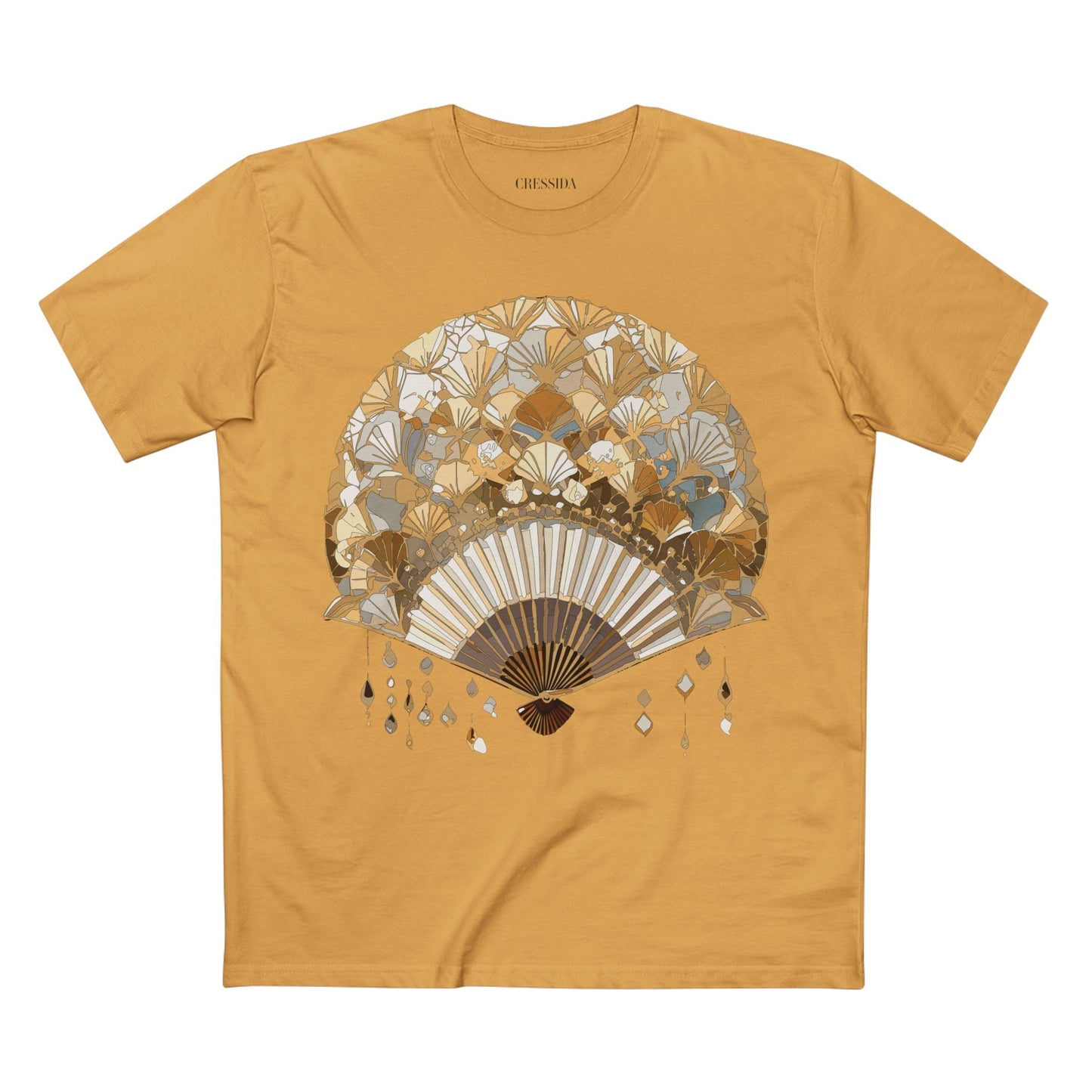 Antique Fan Graphic Design T-Shirt Unisex 100 Cotton Floral Carnival Artwork Tee 10