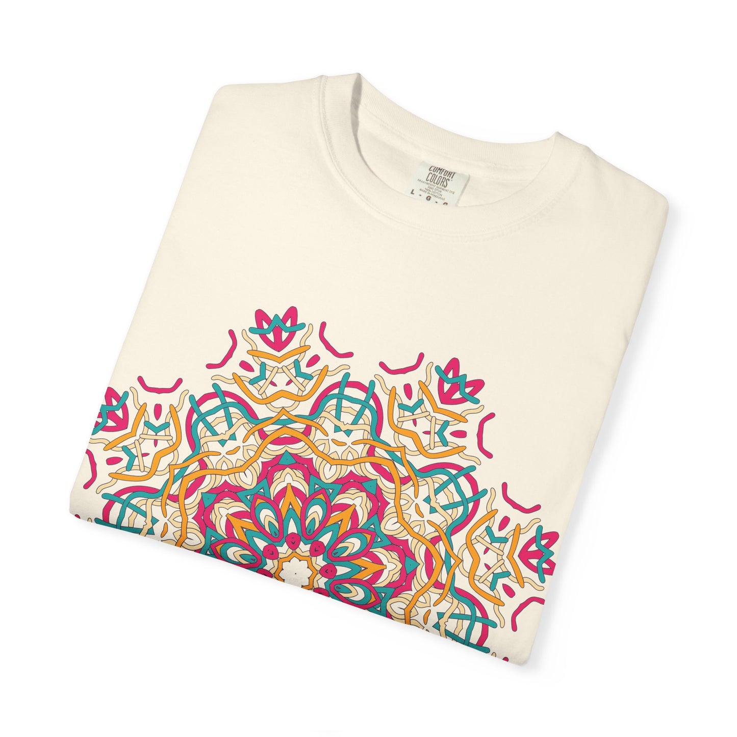 Unisex Garment Dyed Cotton T-Shirt with Mandala Graphic Design