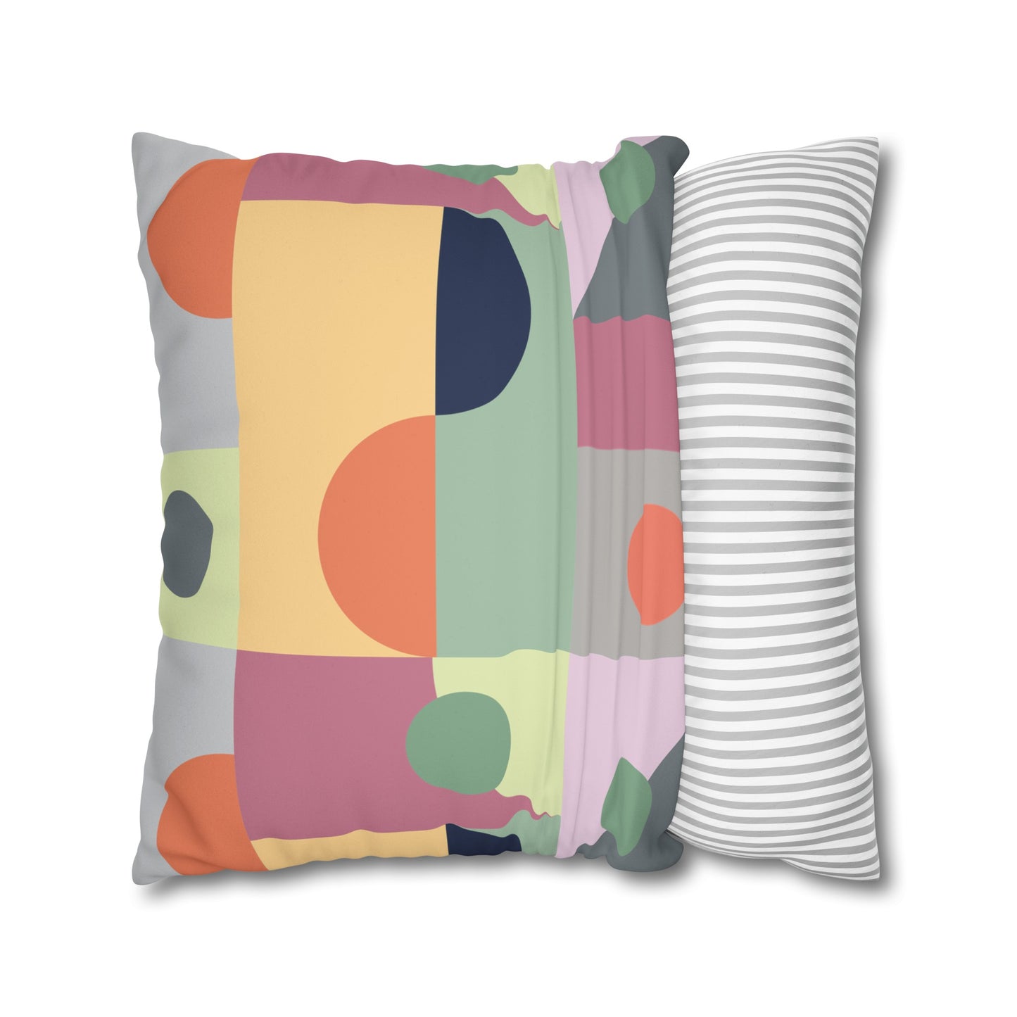 Faux Suede Pillowcase with Abstract print