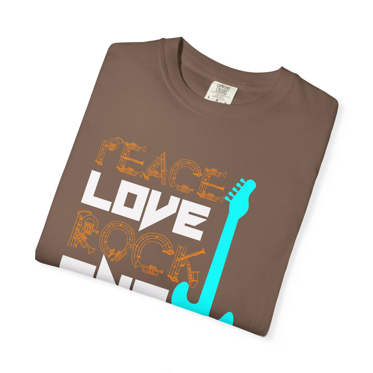Love and Rock Guitar T-shirt Peace Rock Music Unisex Cotton Tee 078