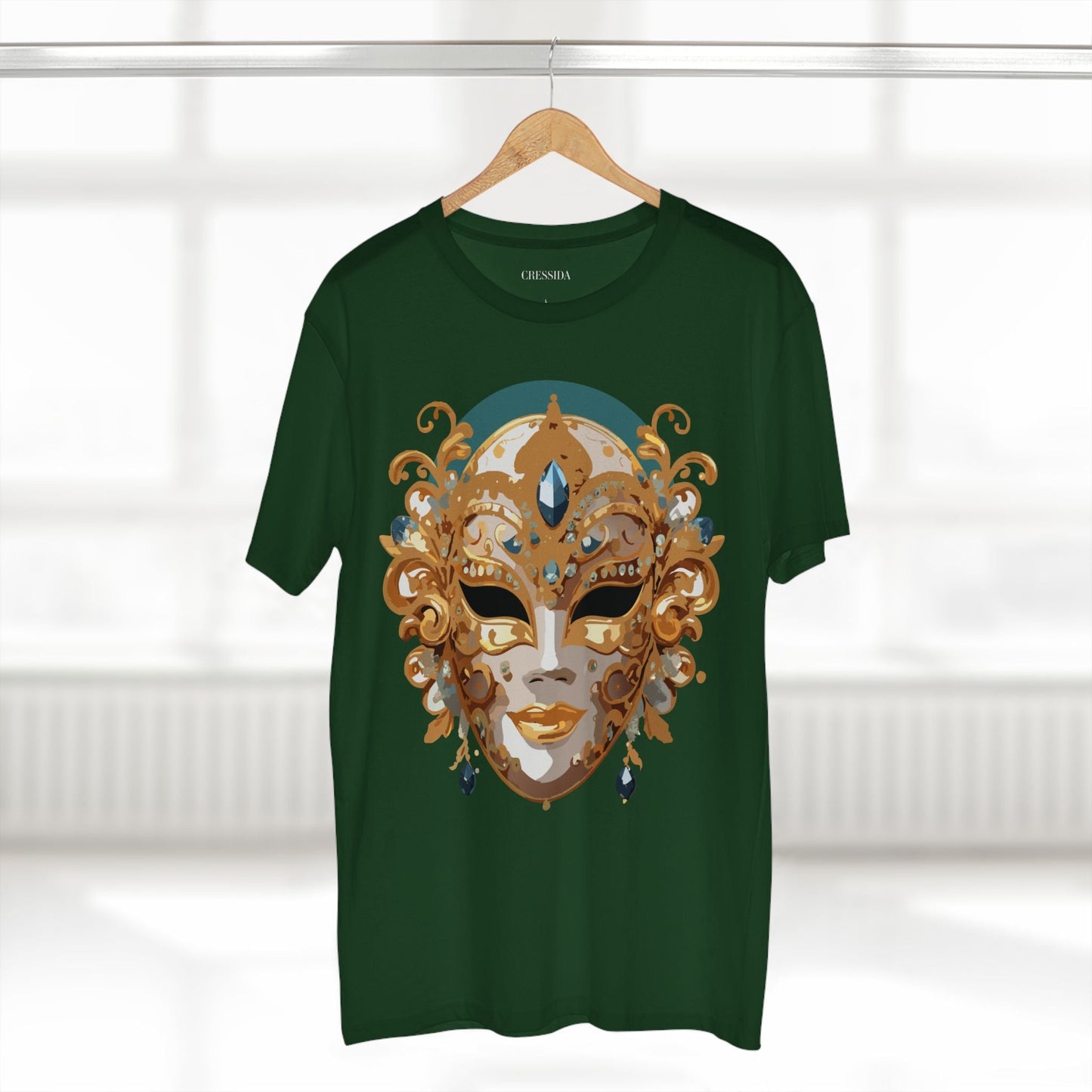 Carnival Mask Graphic T-Shirt Unisex 100 Cotton With Antique Gold Art Design Tee 3