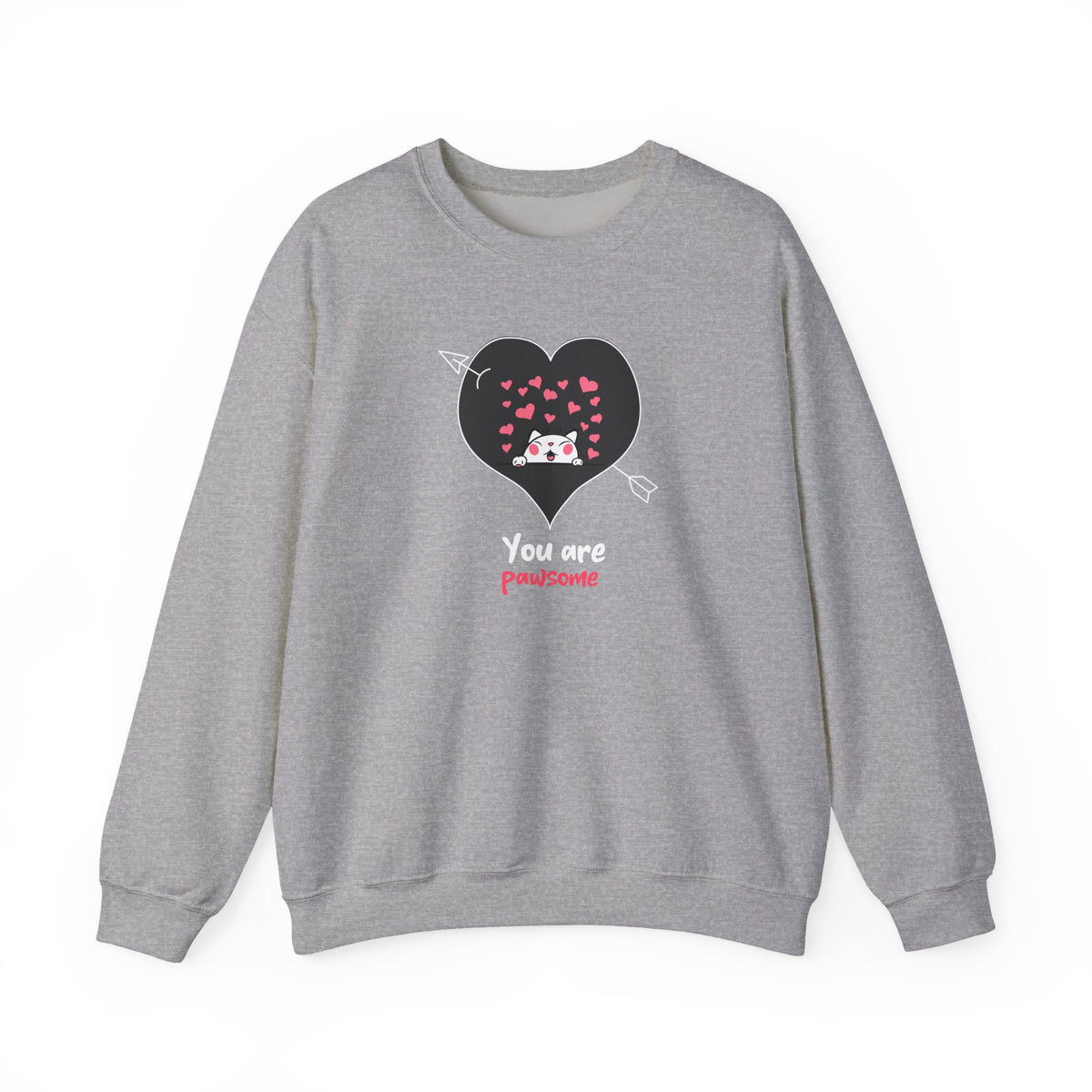 Cat Graphic Valentine's Day Sweatshirt Unisex 50/50 Cotton-Poly Animal Sweatshirt w11