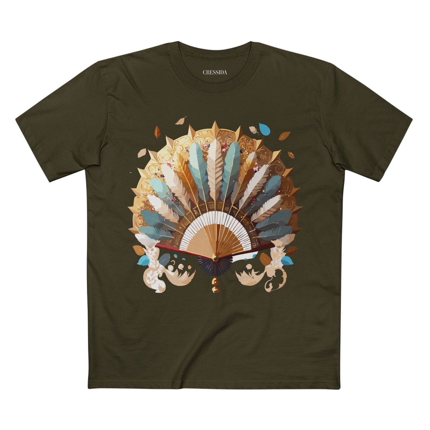Antique Fan Graphic Design T-Shirt Unisex 100 Cotton Floral Carnival Artwork Tee 7