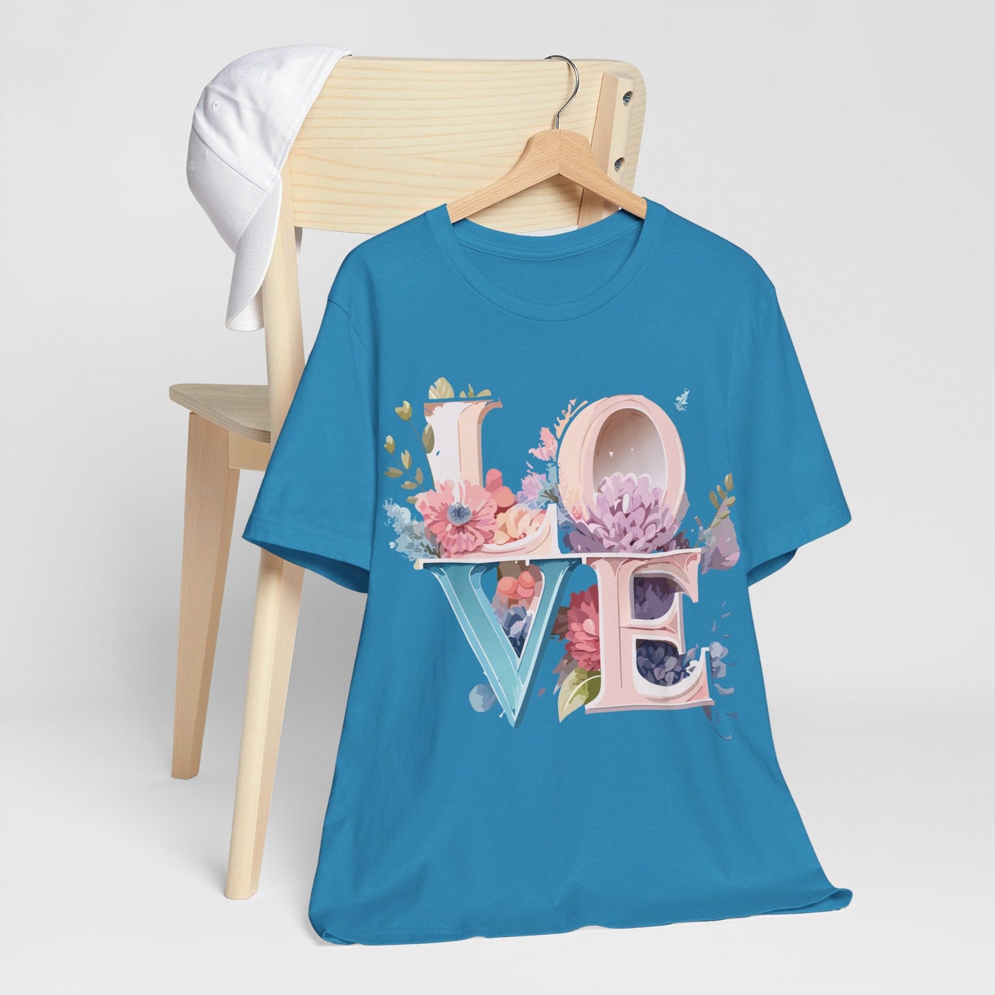 Valentine Day Graphic Unisex 100 Cotton Vintage Artwork with Love and Flower Design Tee 42