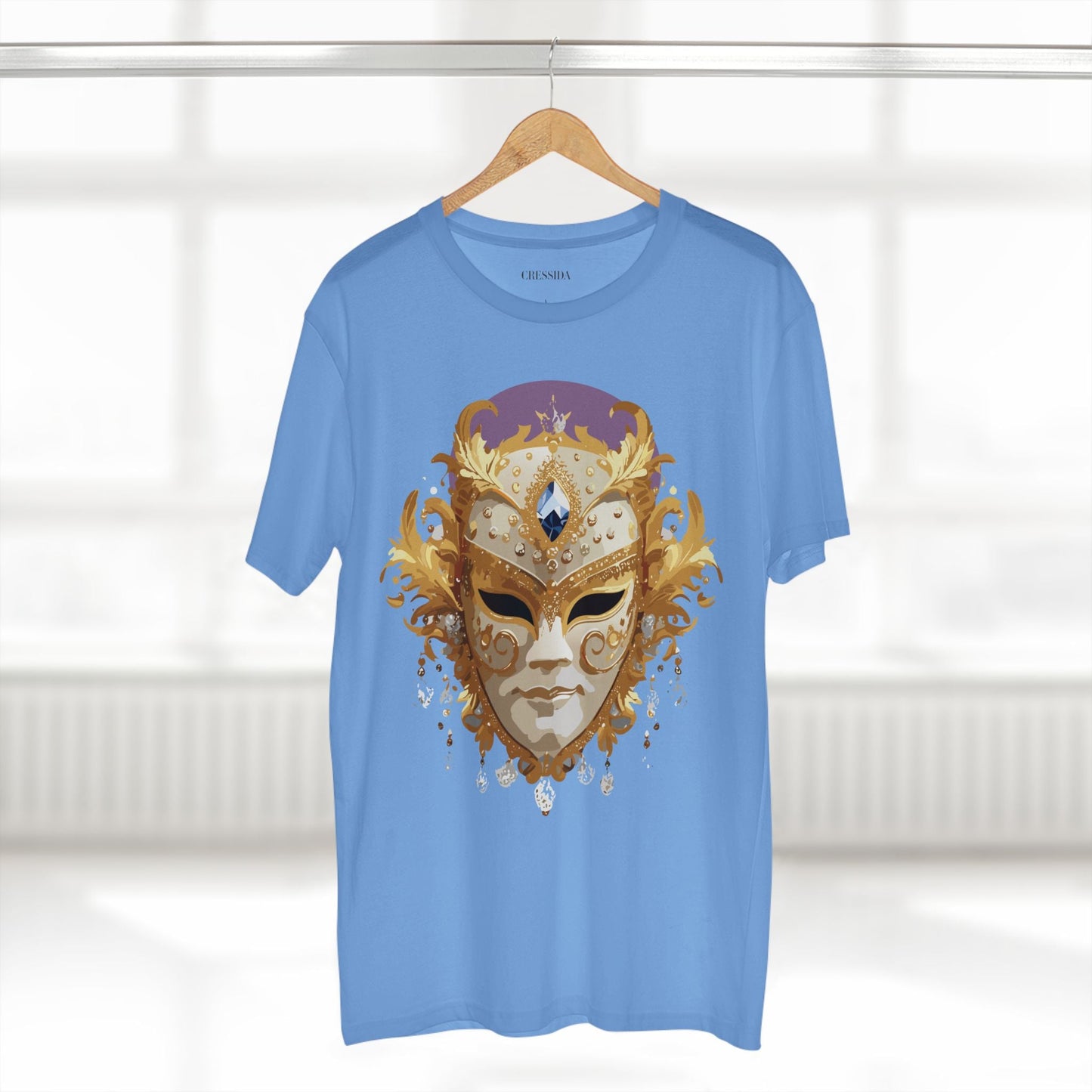 Carnival Mask Graphic T-Shirt Unisex 100 Cotton With Antique Gold Art Design Tee 18