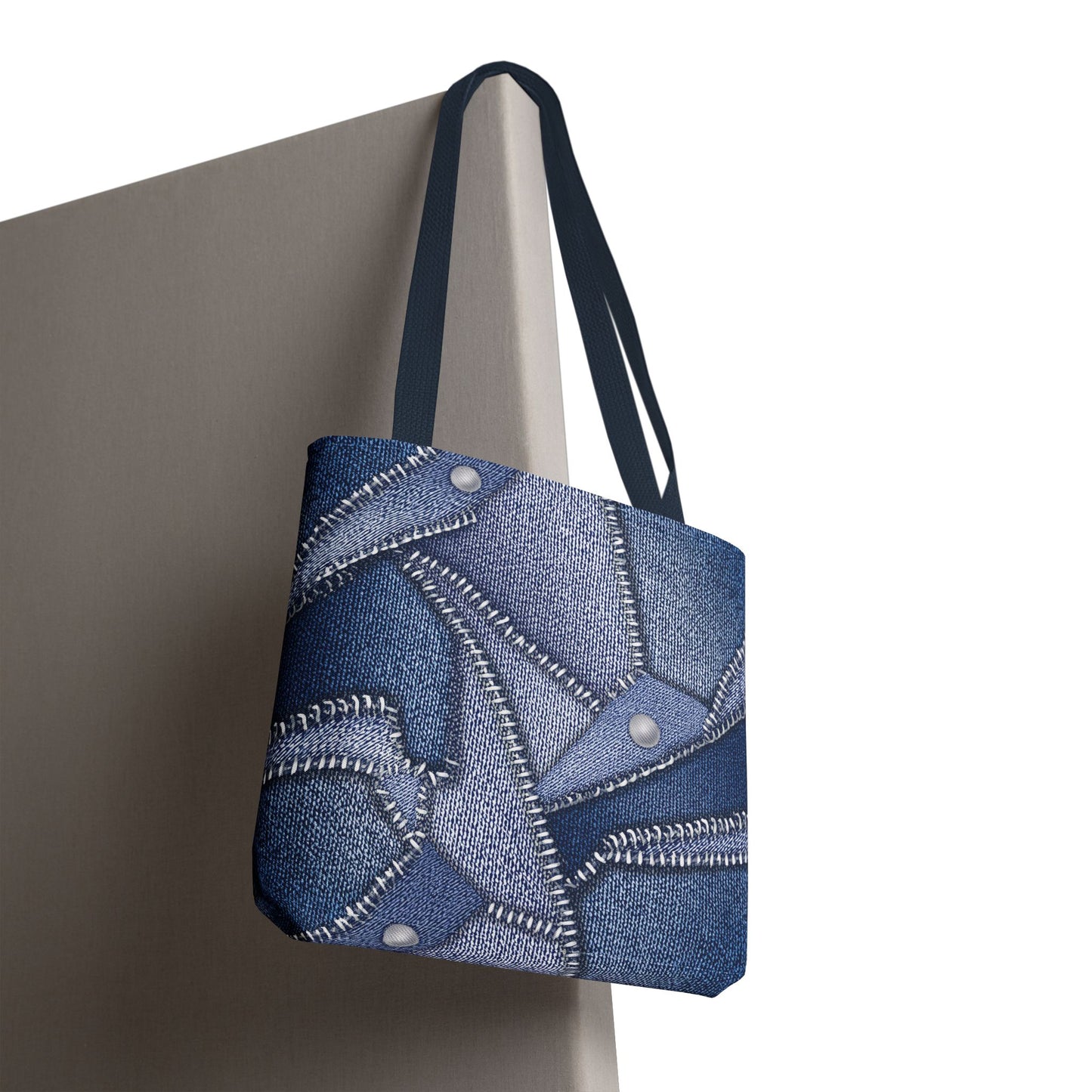 Denim Fabric Imitation Print Unisex Canvas Bag Poly Spun 3 Sizes Tote Bag 112