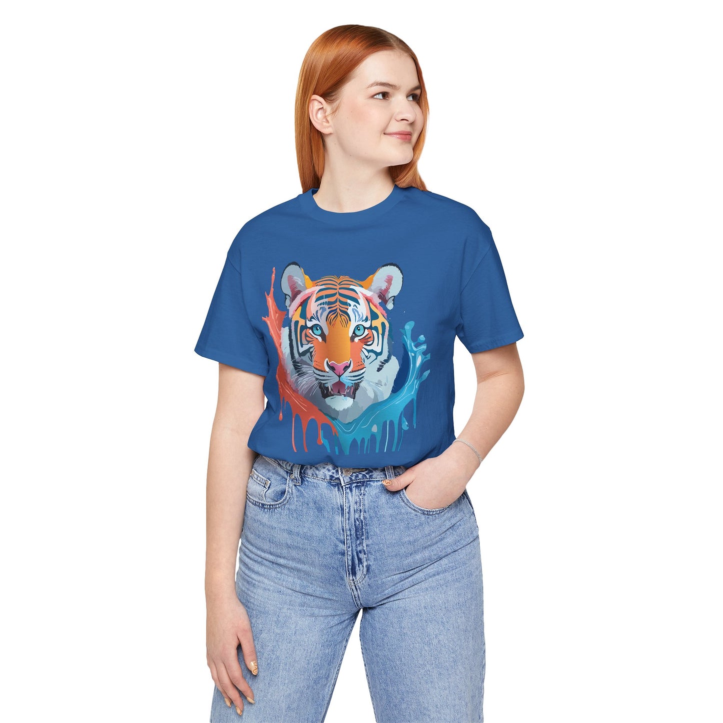 Unisex Tiger Tee, Animal Shirt, Tee Shirt with Tiger, Art T-Shirt, Animal Tees, Big Cat Shirt, Art Design T-Shirt 5