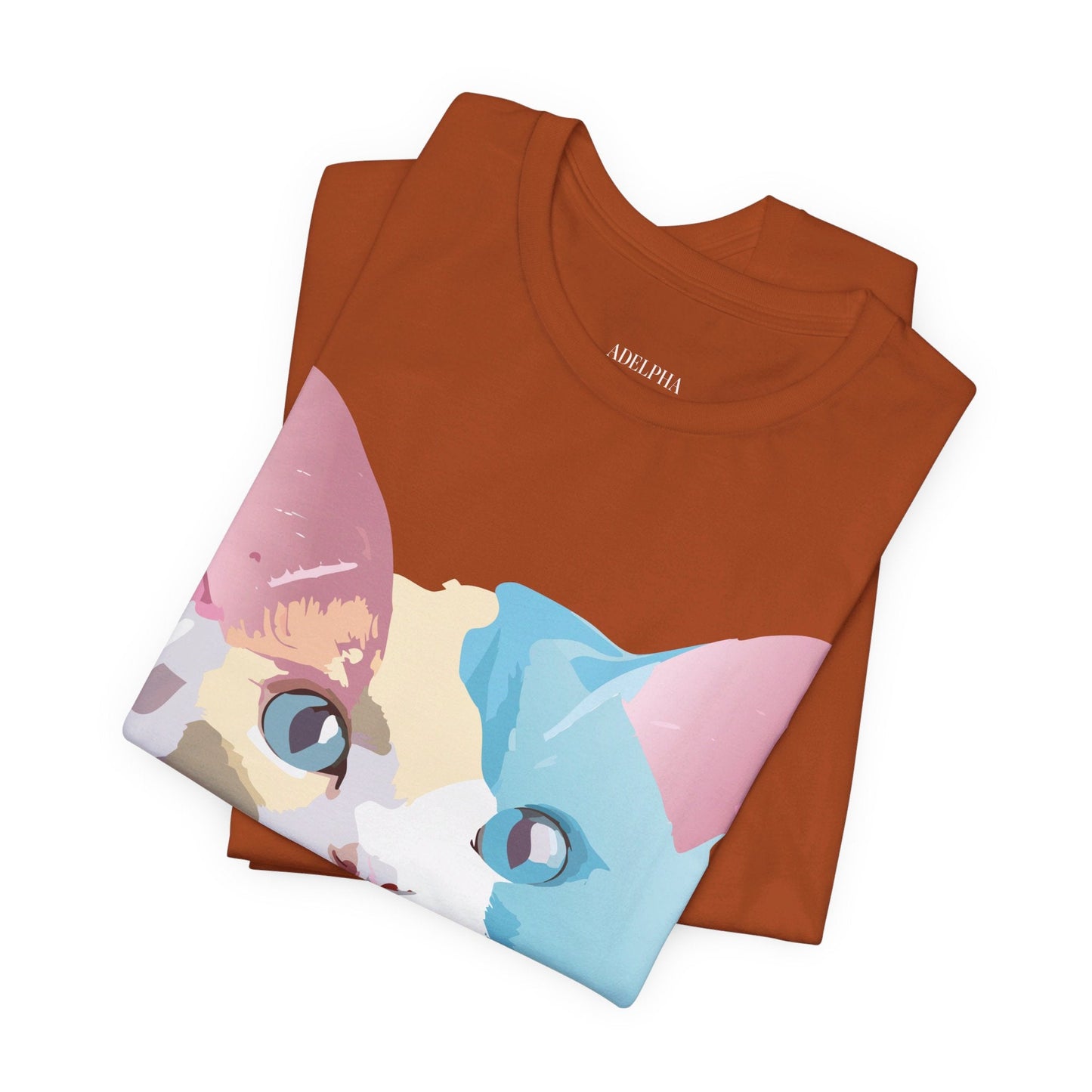 Cat Graphic Tee Unisex Short Sleeve Shirt With Vintage Adelpha Artwork