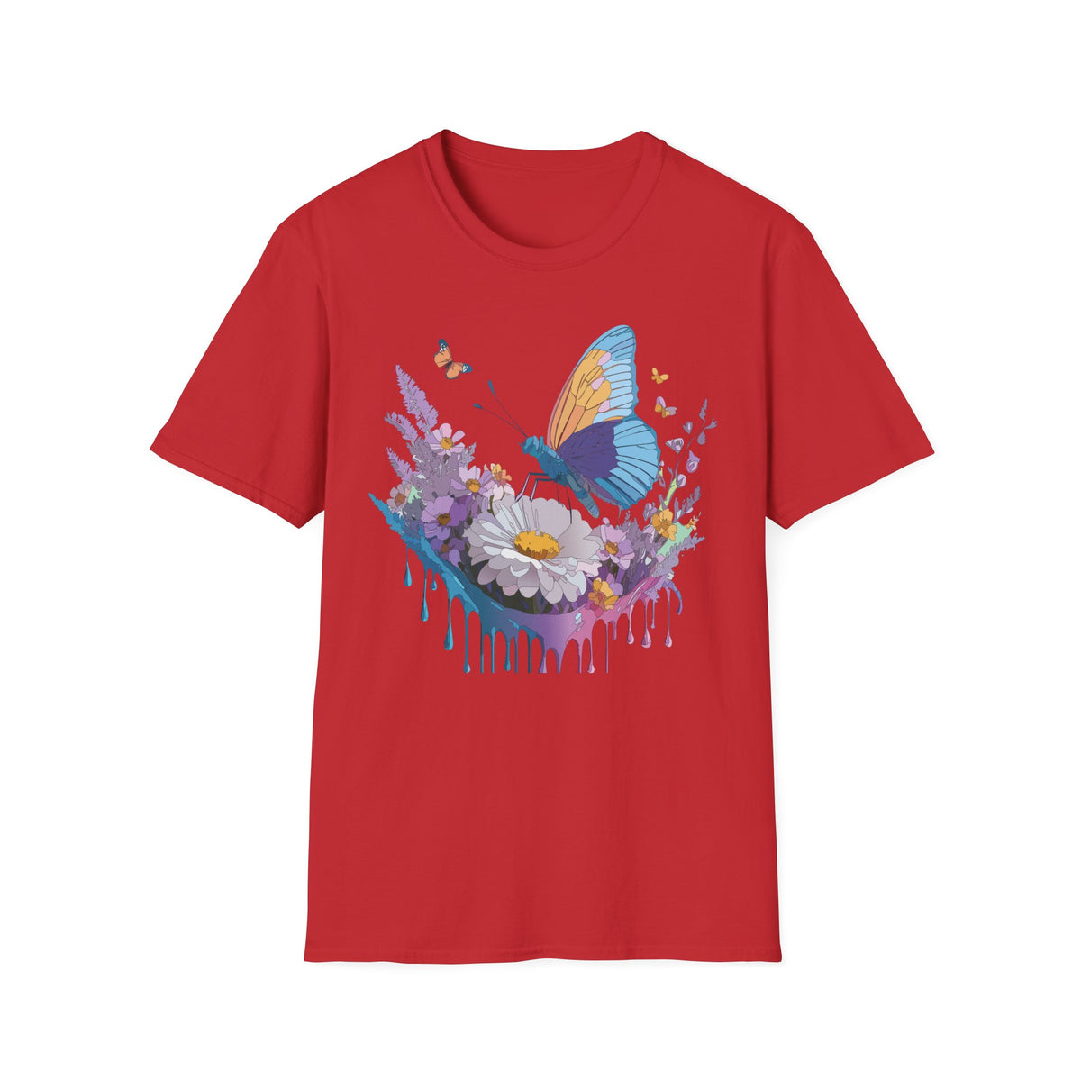 Butterfly and Wildflower Floral Graphic Tee Unisex 100 Cotton Gildan T-Shirt