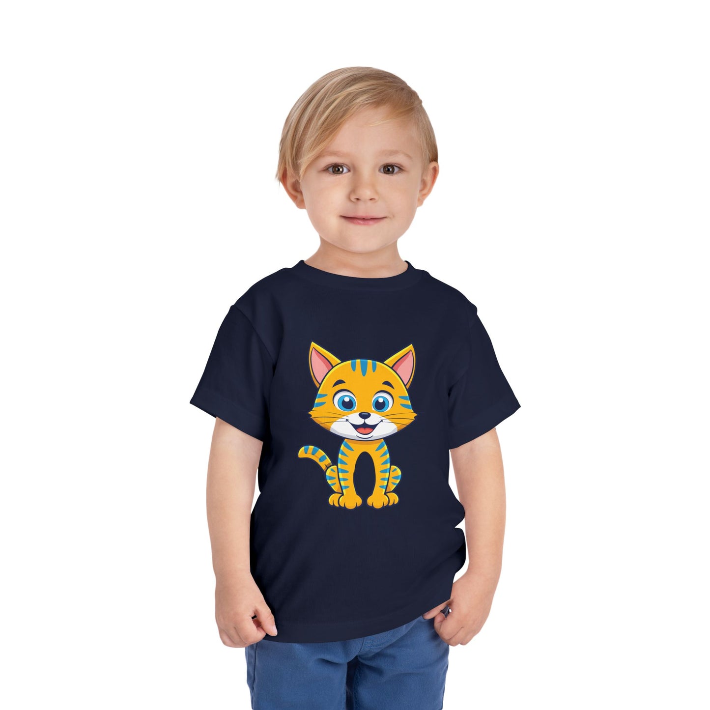 Bonita camiseta de manga corta para niños pequeños con gato: adorable camiseta con gráfico de gatito para niños (2 a 5 años)