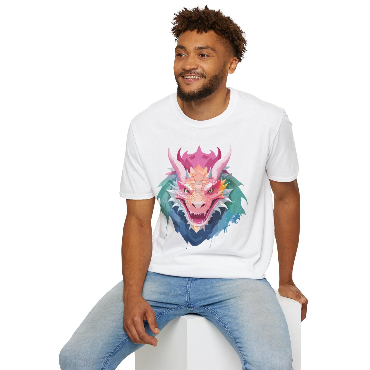 Dragon T Shirt Unisex Softstyle Cotton Tee With Animal Art Design Graphic Print Artwork
