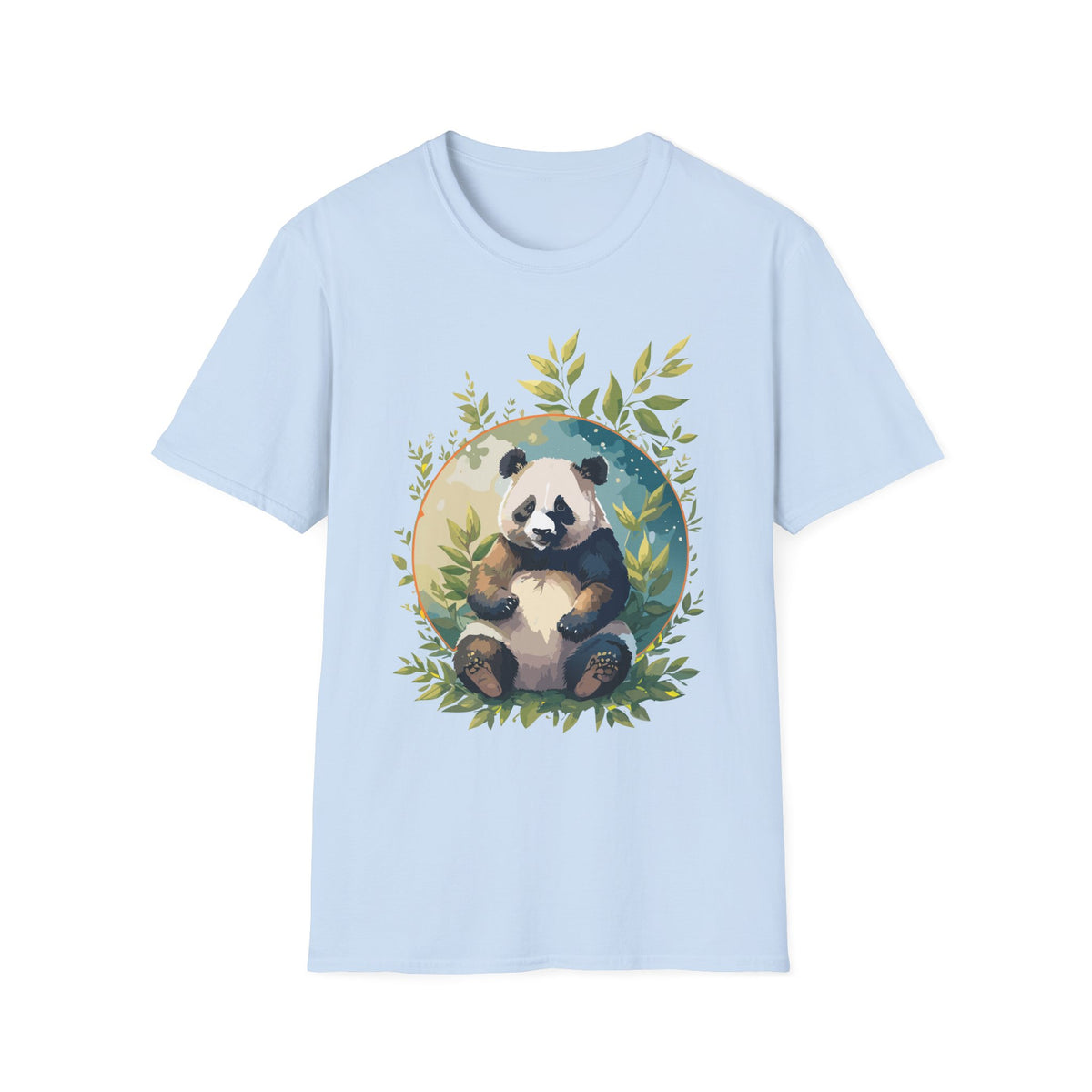 Panda with Leaves T-Shirt | Cute Panda Illustration Tee