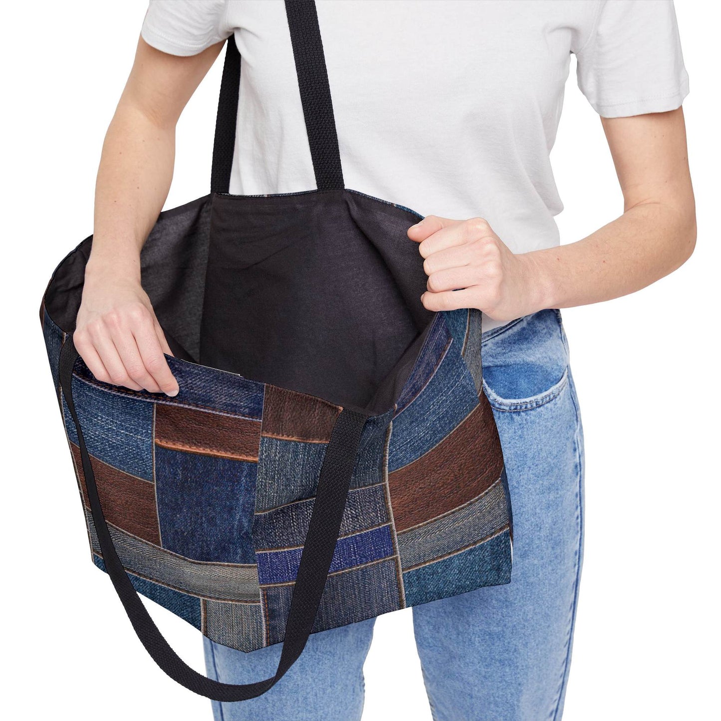 Denim Color Imitation Print Unisex  Weekender Bag  Spun Polyester 24x13 Canvas Bag 4