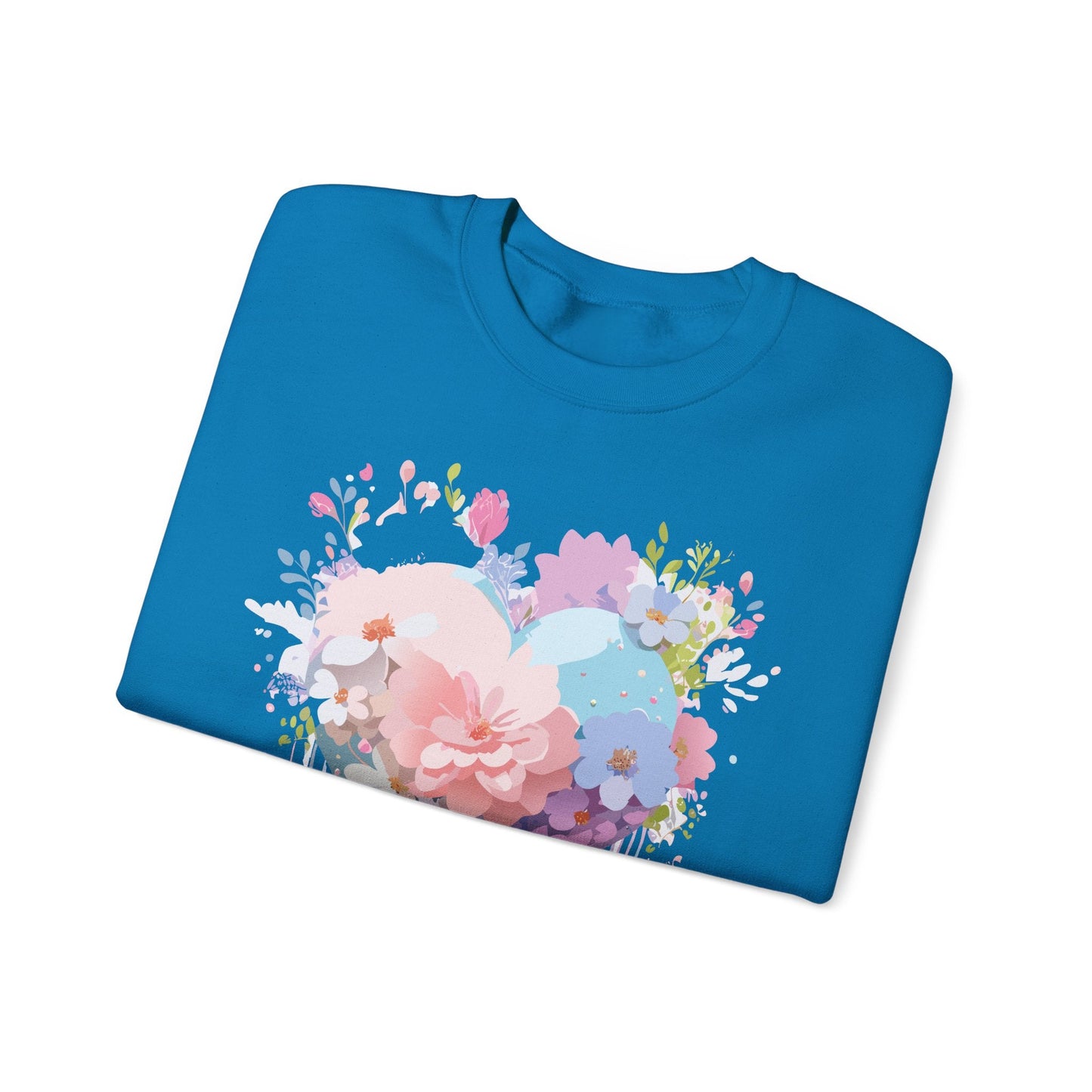 Floral Heart Sweatshirt Unisex Heavy Blend Crewneck Valentines Day Floral Love Cozy