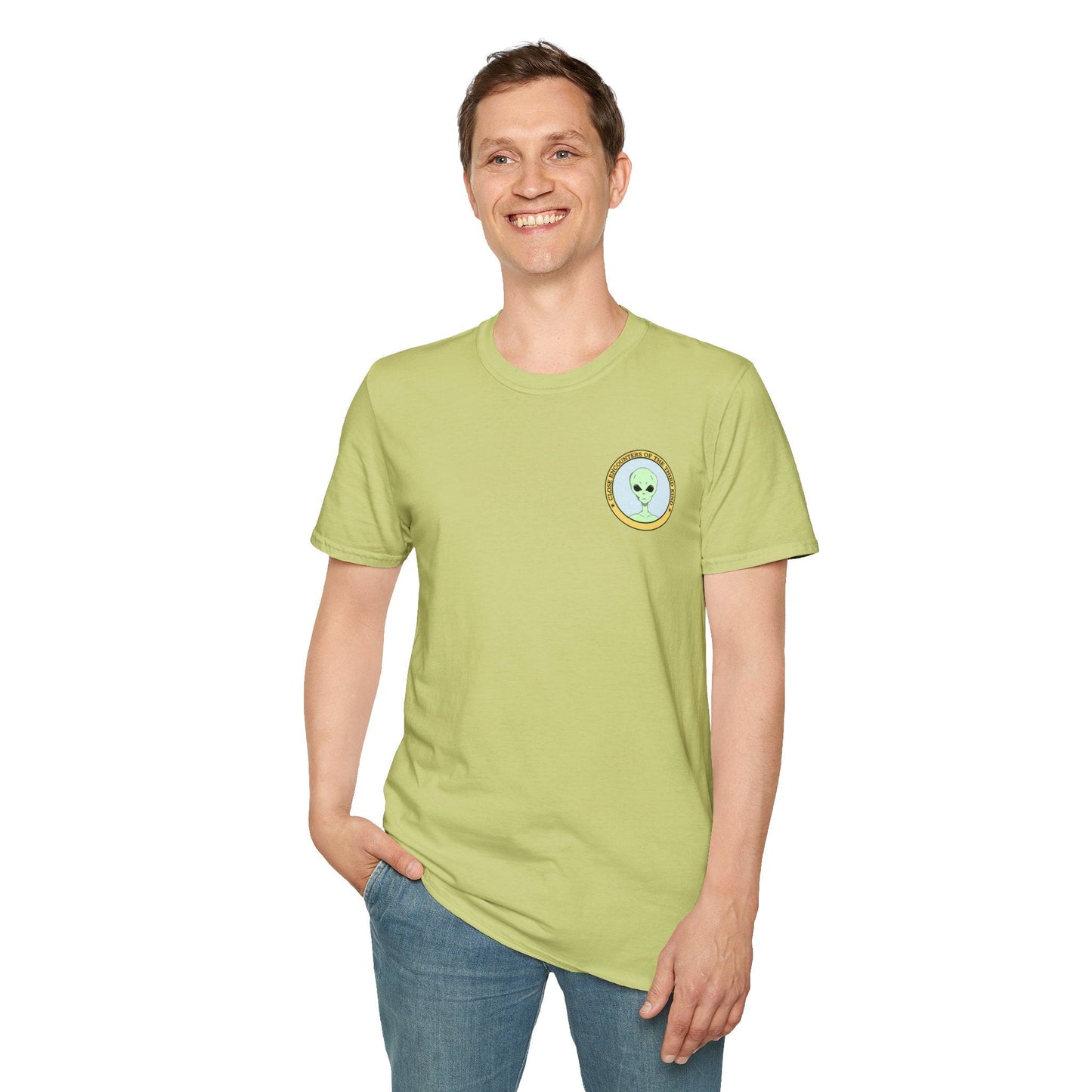 Alien Badge TShirt  Small Chest Logo I Believe Retro Space Tee