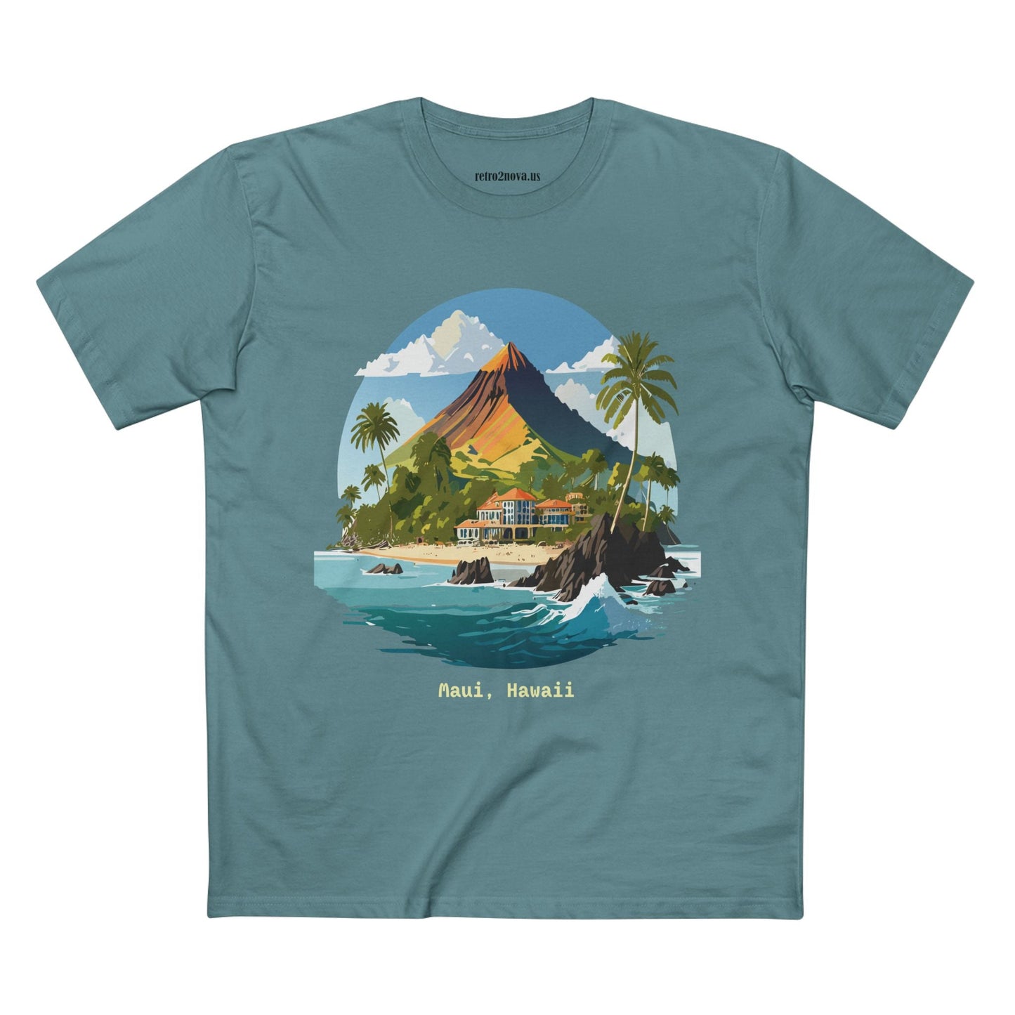 Retro2Nova Unisex Premium Cotton Art Tee Travel Shirt Hawaii Design Comfortable Everyday Tee