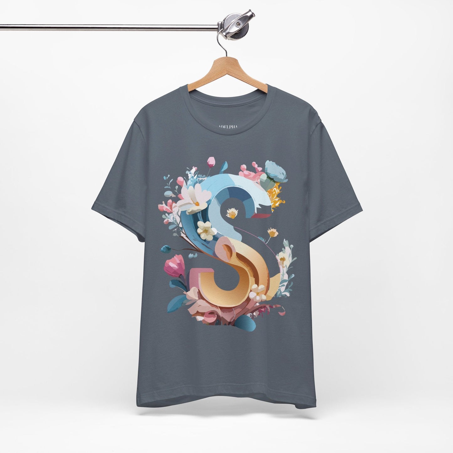 Letter S Shirt Graphic Tee Unisex Jersey Short Sleeve Premium Vintage Inspired Artwork Adelpha