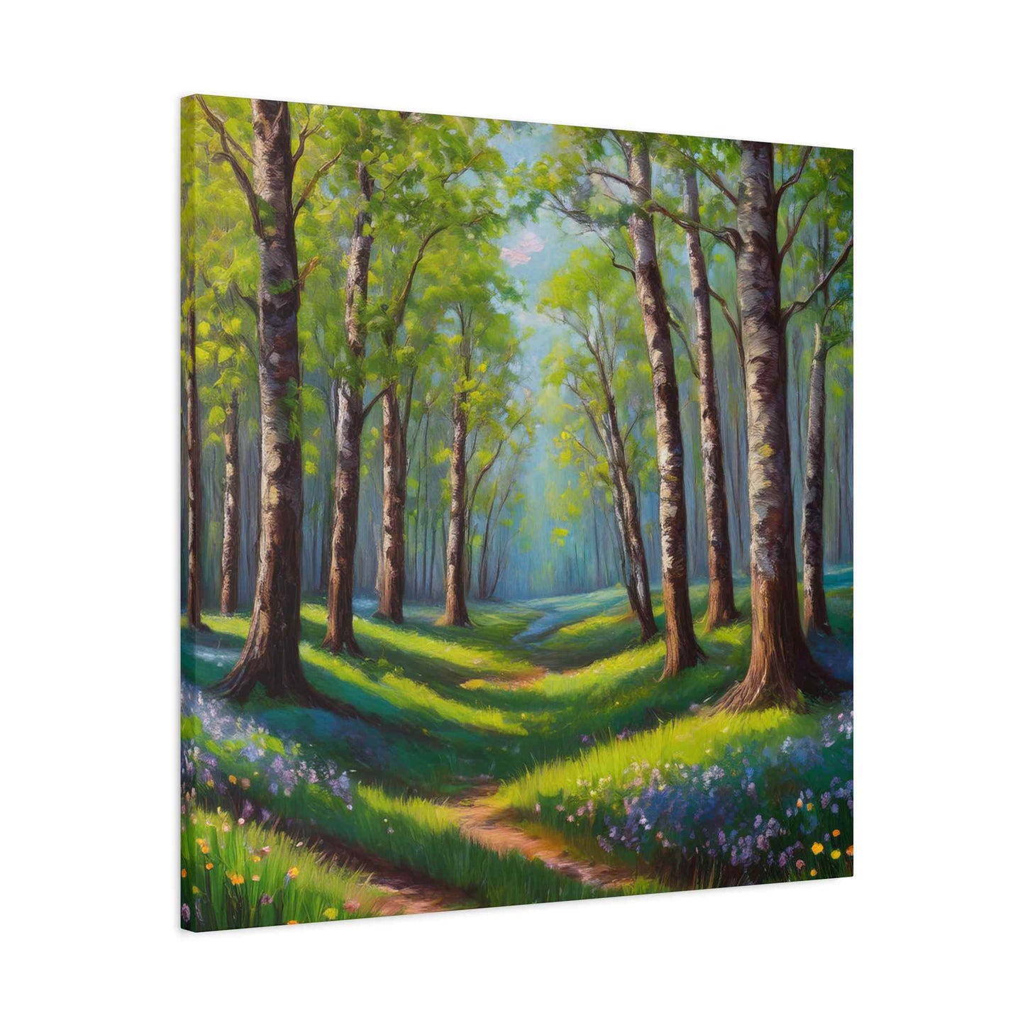 Spring Forest Print Canvas, Oil Paint Print 20x20, 24x24, 30x30, 32x32, 36x36 Art Design Print Pine-Wood Inner Frame MC-94