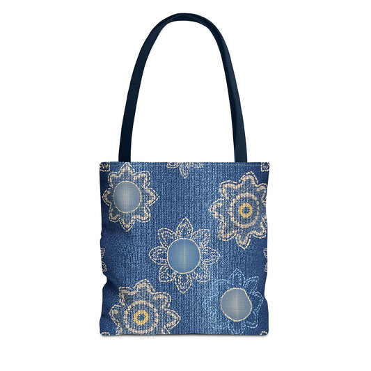 Denim Fabric Imitation Print Unisex Canvas Bag Poly Spun 3 Sizes Tote Bag 121