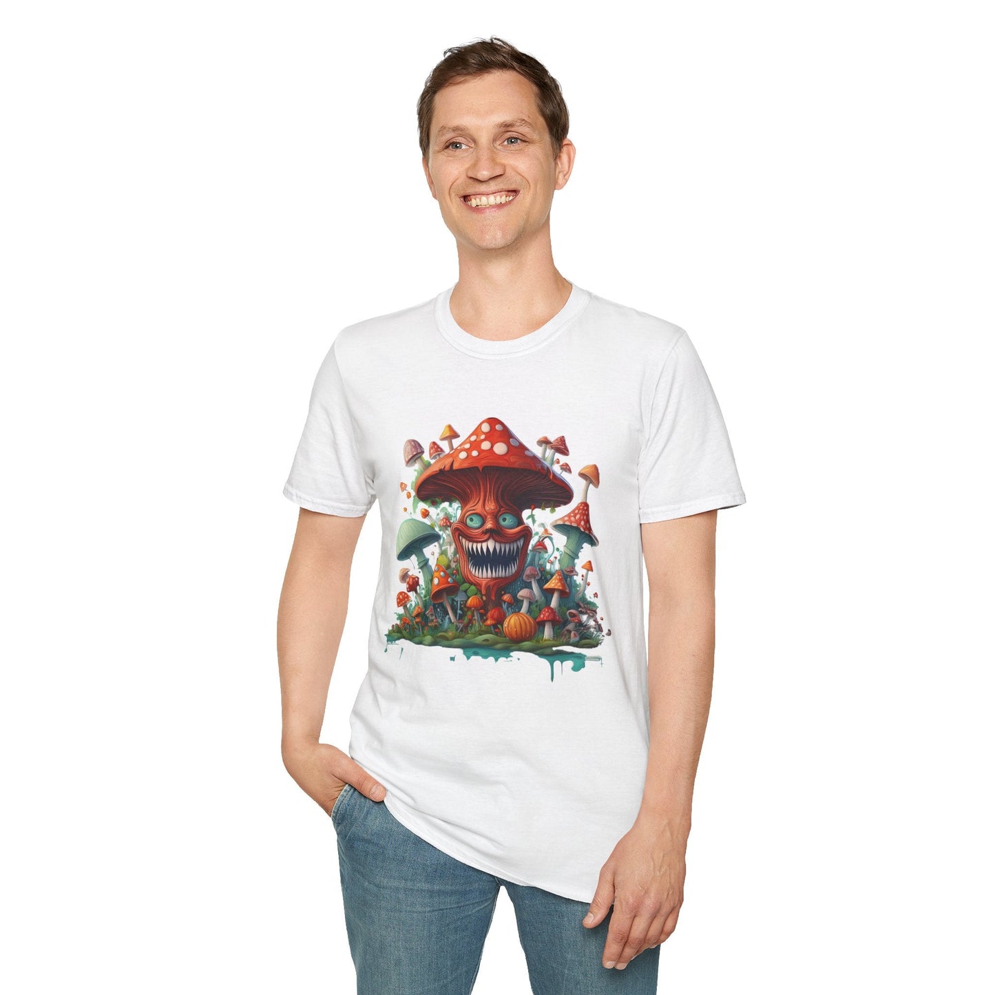 Unisex Mashroom Tee Shirt With Funny Mashroom Design Fungus Humor Softstyle Cotton