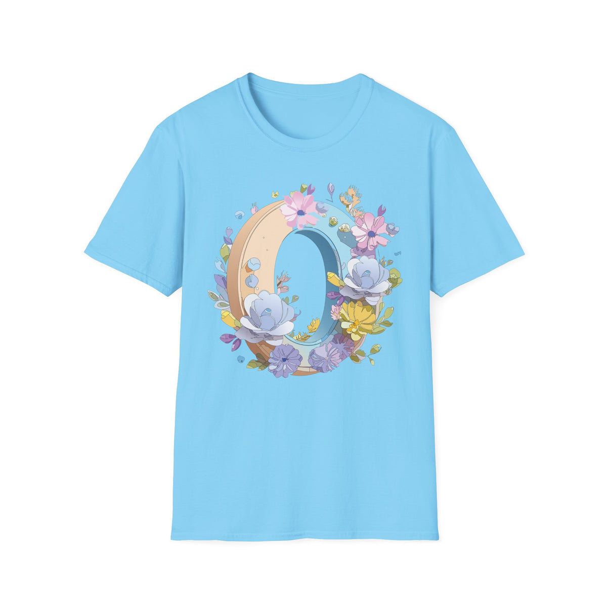 Floral Letter O Shirt | Monogram Initial O Tee, Pastel Flower Alphabet