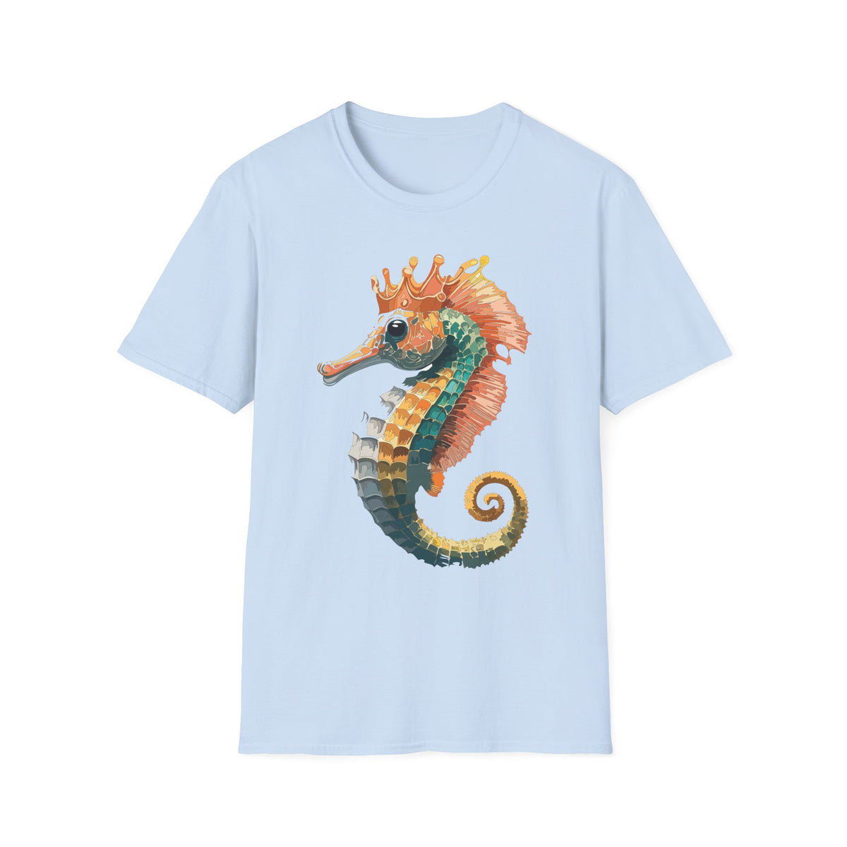 Watercolor Seahorse Crown T-Shirt | Colorful Ocean Art