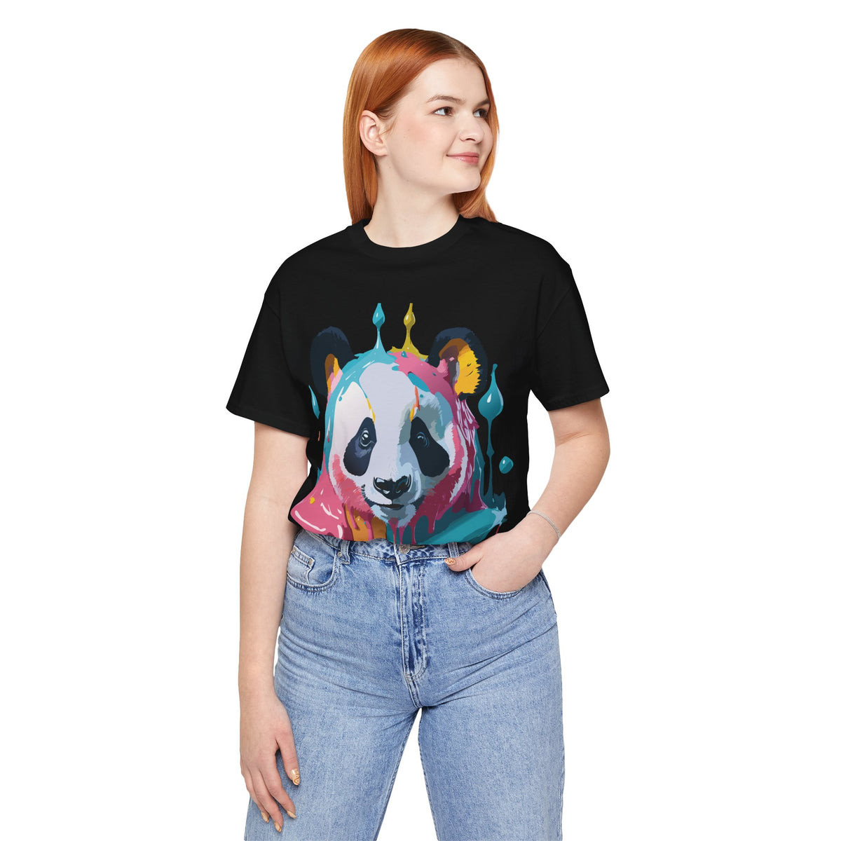 Panda Graphic Unisex Cotton Bella+Canvas Tee with Art Animal Design e52