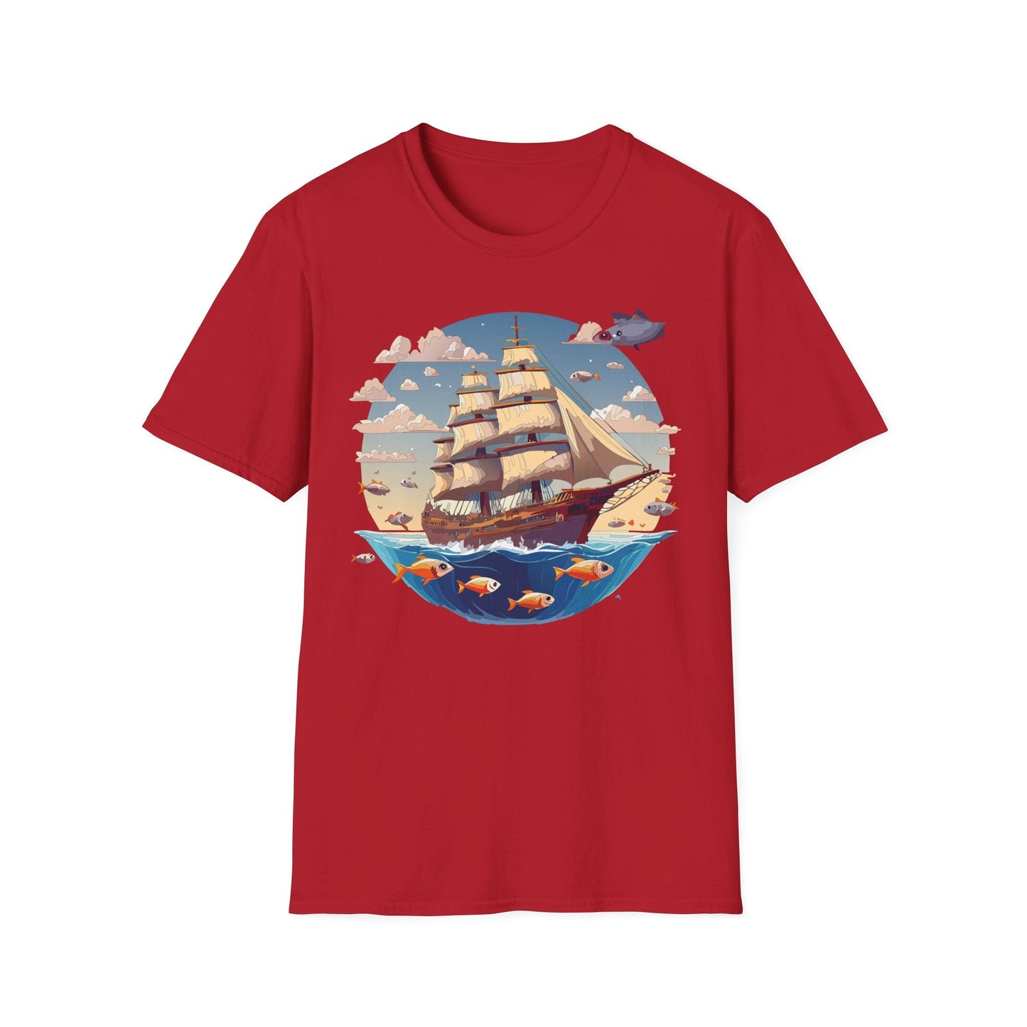 Nautical Ship Frigate Vessel T Shirt Unisex Premium Softstyle Cotton Tee Gildan 64000