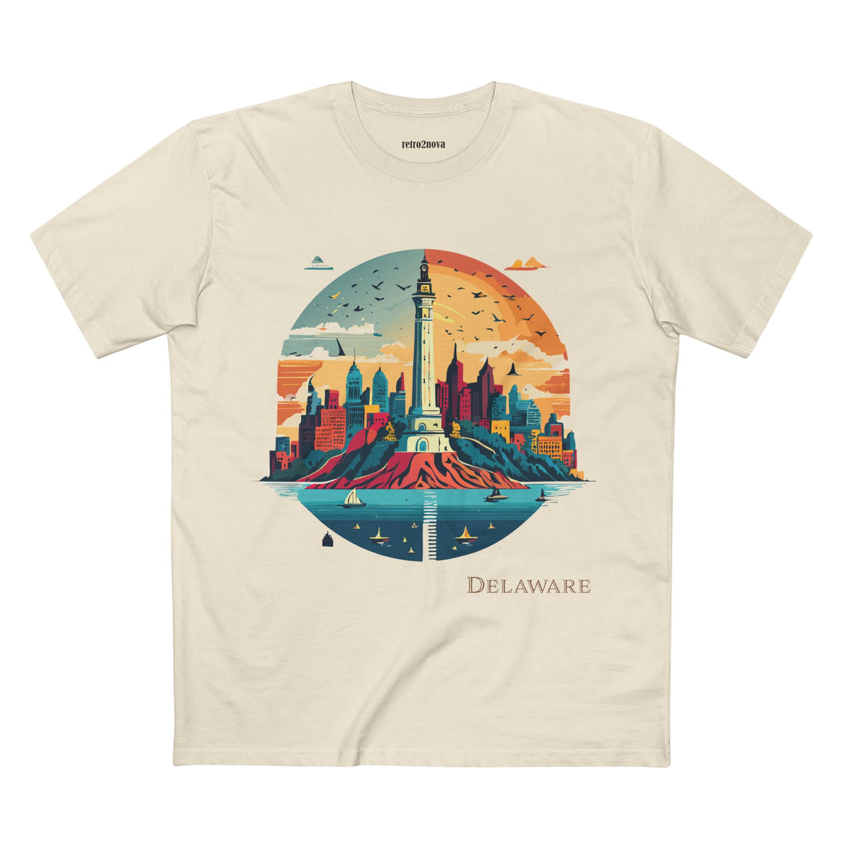 Delaware Lighthouse Skyline Tee | Coastal State Travel Shirt