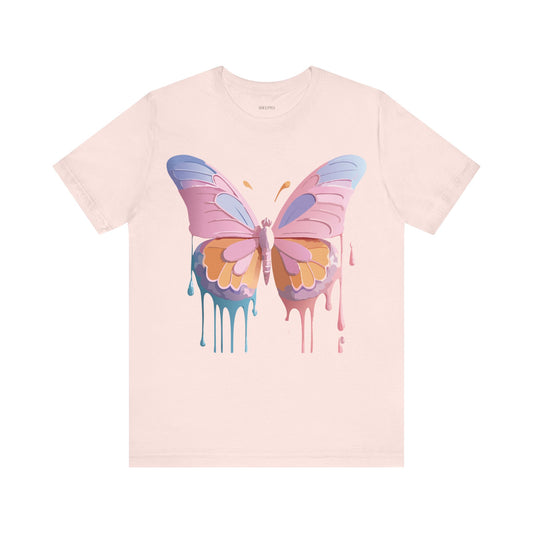 Butterfly Graphic Unisex Cotton Bella+Canvas Tee with Floral Art Design m06