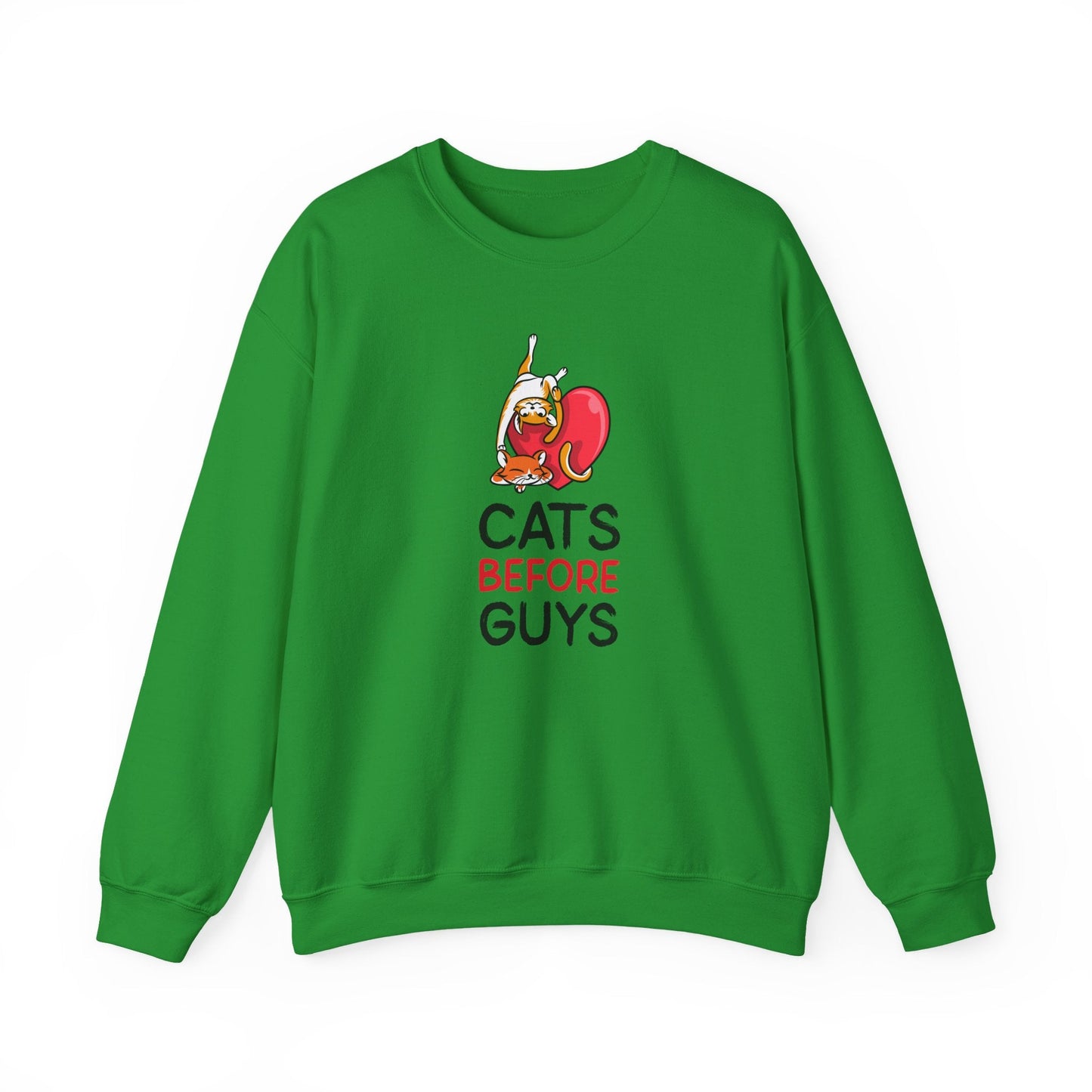 Cat Heart Sweatshirt Unisex Valentines Day 50 50 Cotton Poly Heavy Blend Crewneck Sweatshirt