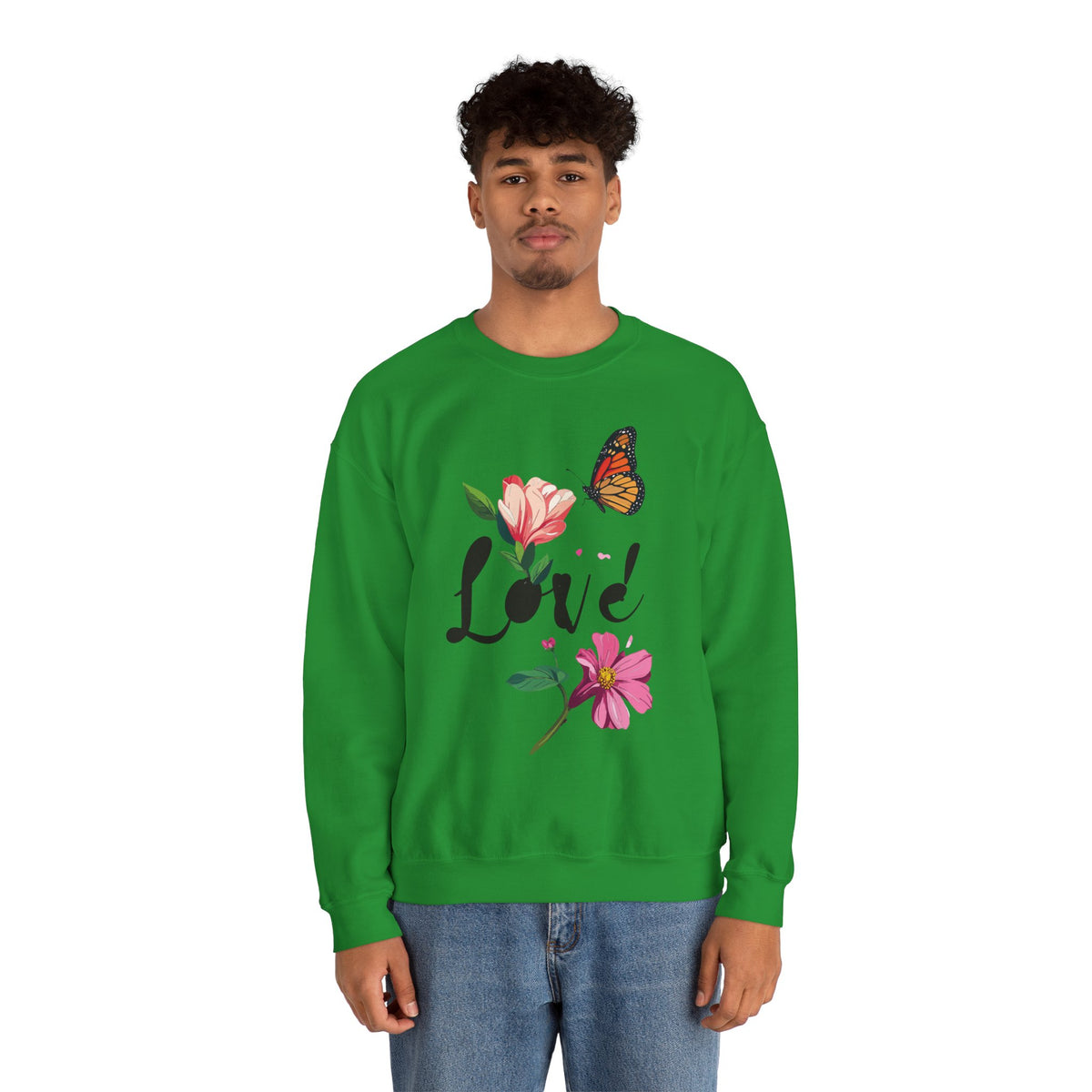Floral Love Sweatshirt, Floral Butterfly Sweatshirt, Love Sweatshirt, Valentine's Day Sweatshirt, Floral Sweatshirt 120