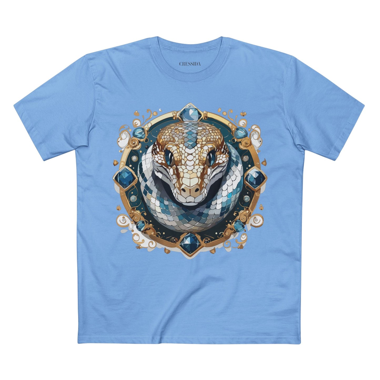 Snake Graphic Unisex 100 Cotton Tee With Unique Animal Golden Medallion Art Design 42